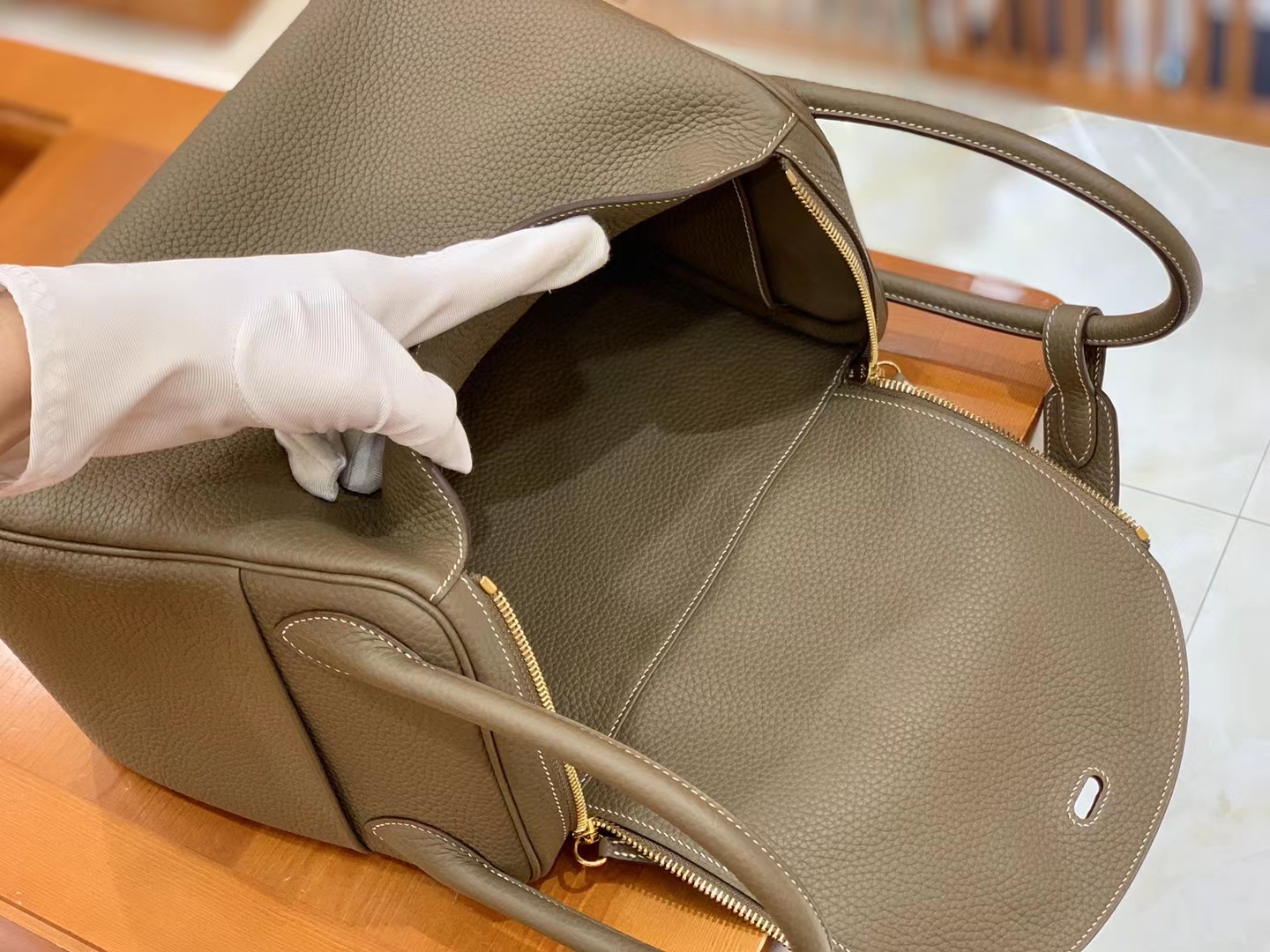 Hermès（爱马仕）Lindy 琳迪包 大象灰 进口TC大牛皮 金扣 30cm 原版蜜蜡线 顶级手缝
