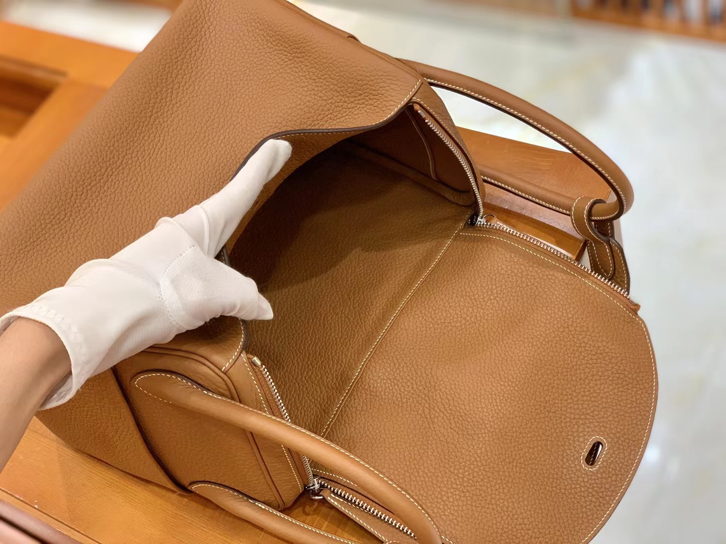 Hermès（爱马仕）Lindy 琳迪包 金棕 进口TC大牛皮 银扣 30cm 原版蜜蜡线 顶级手缝