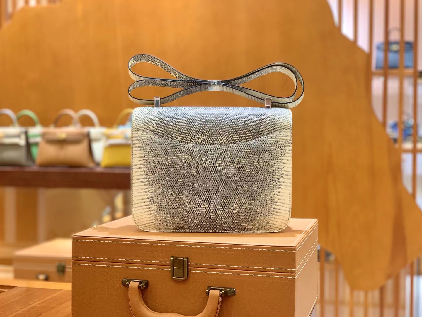 Hermès（爱马仕）Constance 康康 南非野生蜥蜴皮 原色 银扣 24cm 原版蜜蜡线 顶级手缝