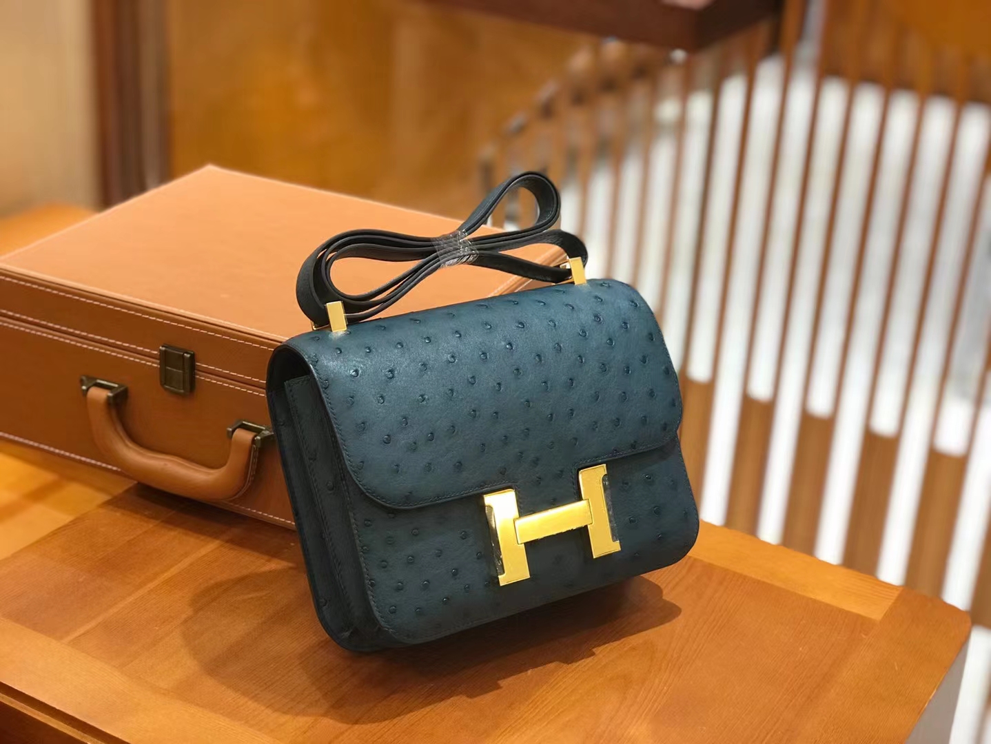 Hermès（爱马仕）Constance 康康 W0 海峡绿 南非KK鸵鸟皮 金扣 24cm 原版蜜蜡线 顶级手缝