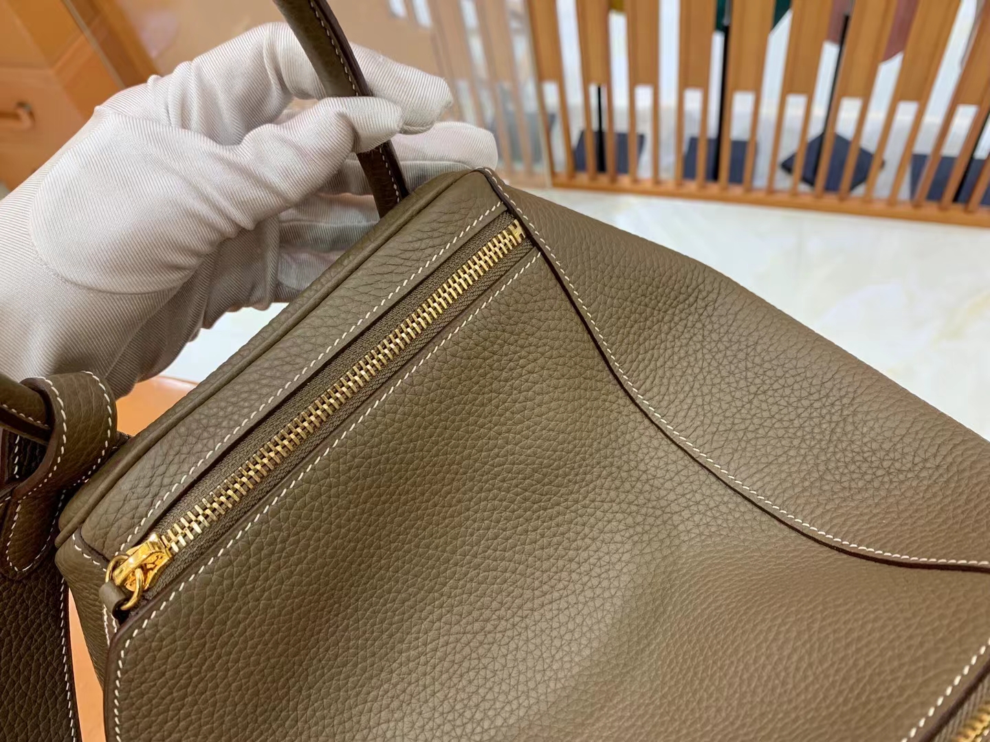Hermès（爱马仕）Lindy 琳迪包 大象灰 进口TC大牛皮 金扣 30cm 原版蜜蜡线 顶级手缝