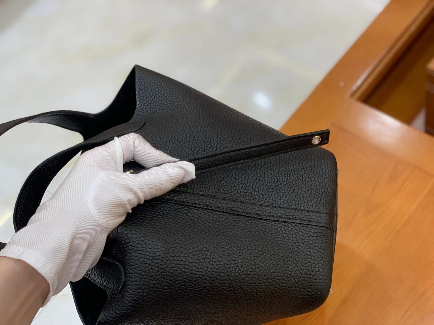 Hermès（爱马仕）Picotin 菜篮子 经典黑 进口TC大牛皮 银扣 18cm 原版蜜蜡线 顶级手缝