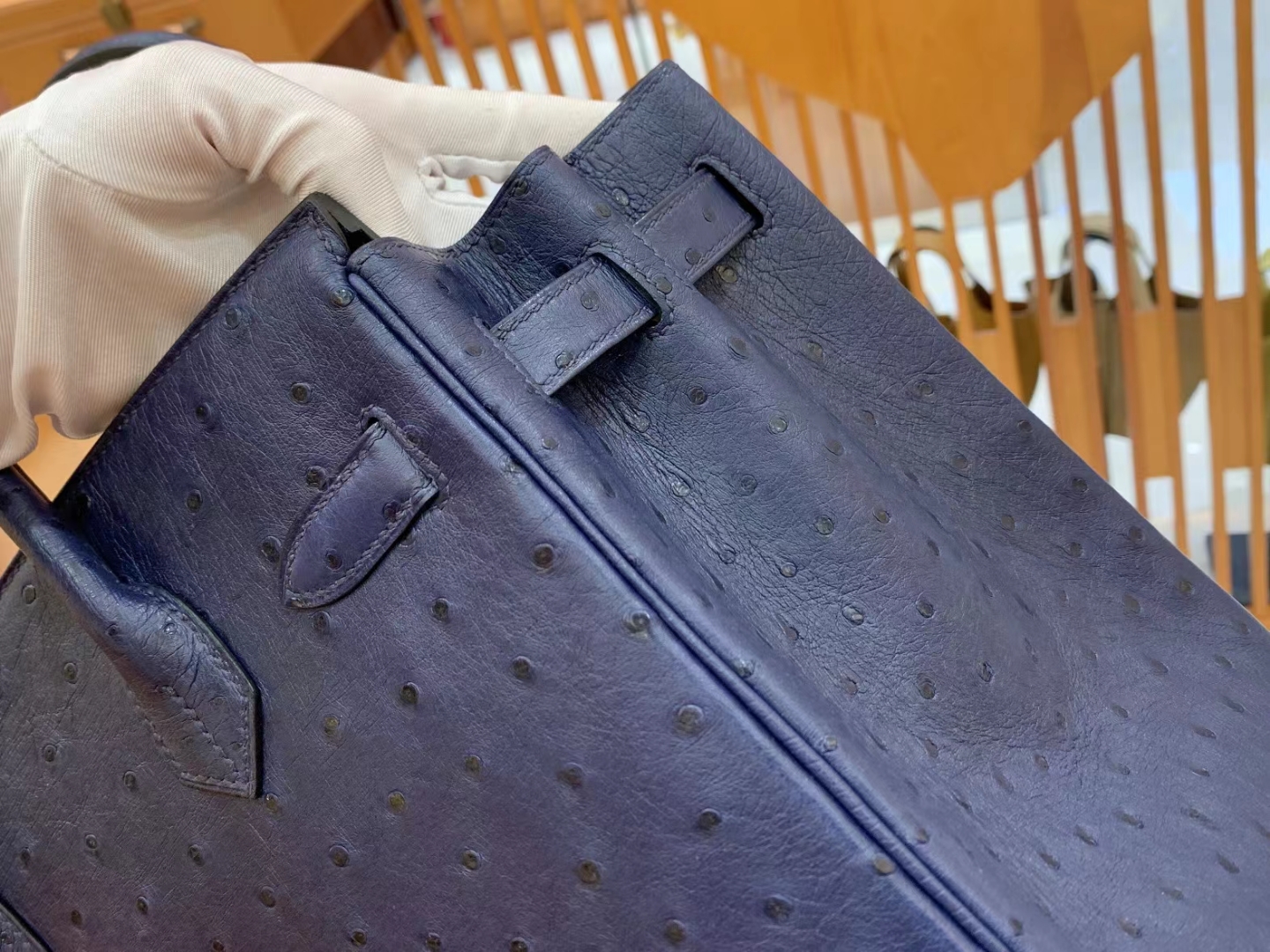 Hermès（爱马仕）Birkin 铂金包 南非KK鸵鸟皮 马耳他蓝 金扣 30cm 原版蜜蜡线 顶级手缝