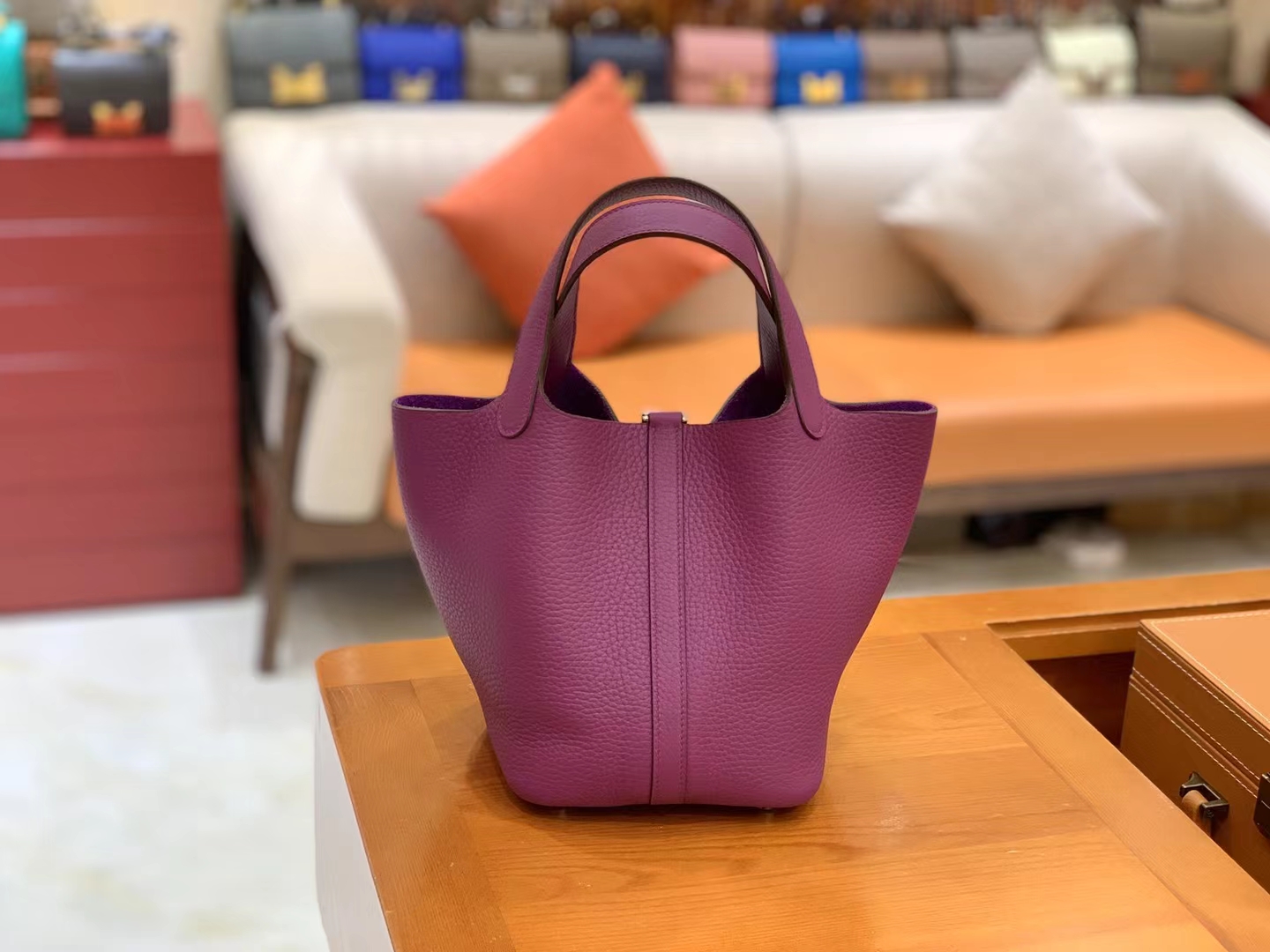 Hermès（爱马仕）Picotin 菜篮子 海葵紫 进口TC大牛皮 银扣 18cm 原版蜜蜡线 顶级手缝