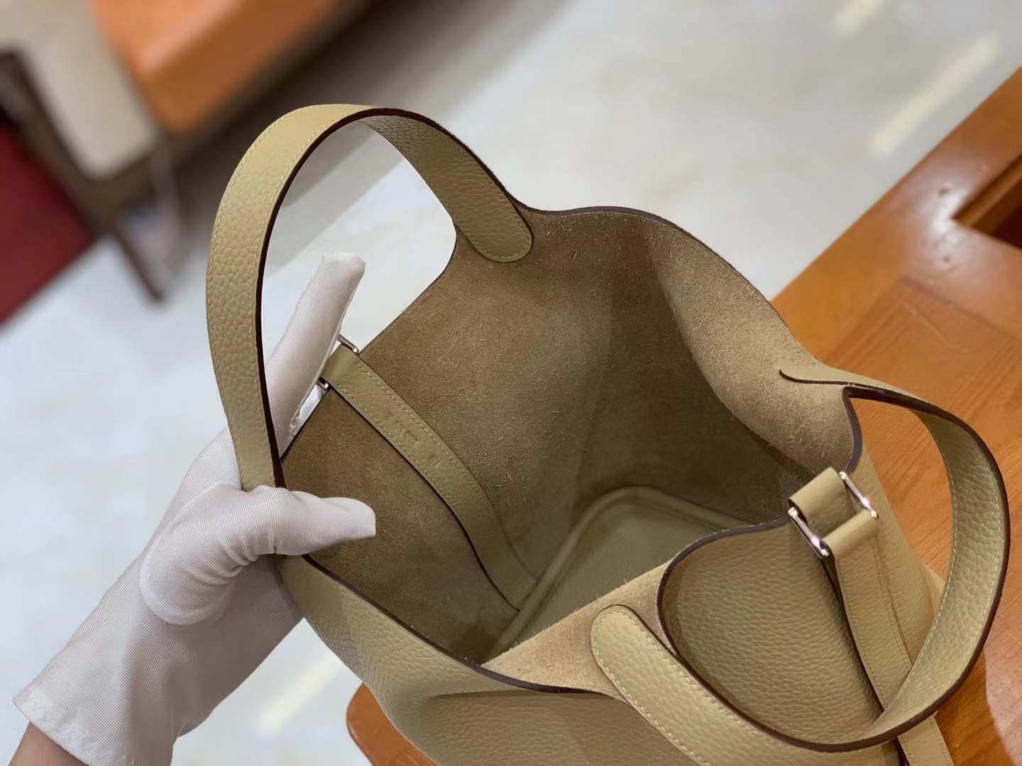 Hermès（爱马仕）Picotin 菜篮子 风衣灰 进口TC大牛皮 银扣 18cm 原版蜜蜡线 顶级手缝