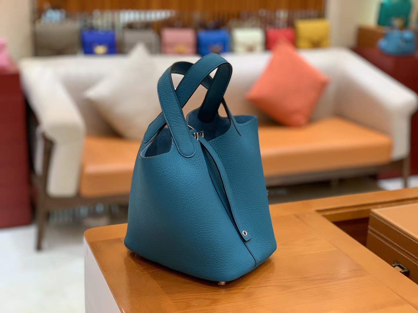 Hermès（爱马仕）Picotin 菜篮子 伊兹密尔蓝 进口TC大牛皮 银扣 18cm 原版蜜蜡线 顶级手缝