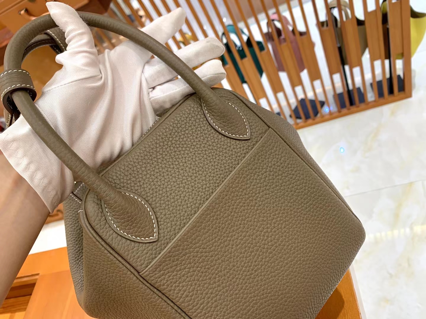 Hermès（爱马仕）Lindy 琳迪包 大象灰 进口TC大牛皮 金扣 30cm 原版蜜蜡线 顶级手缝