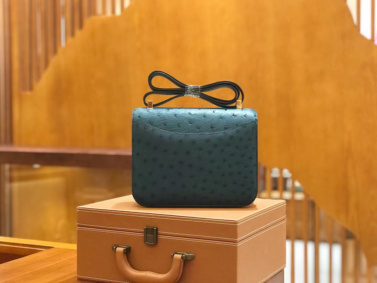 Hermès（爱马仕）Constance 康康 W0 海峡绿 南非KK鸵鸟皮 金扣 24cm 原版蜜蜡线 顶级手缝