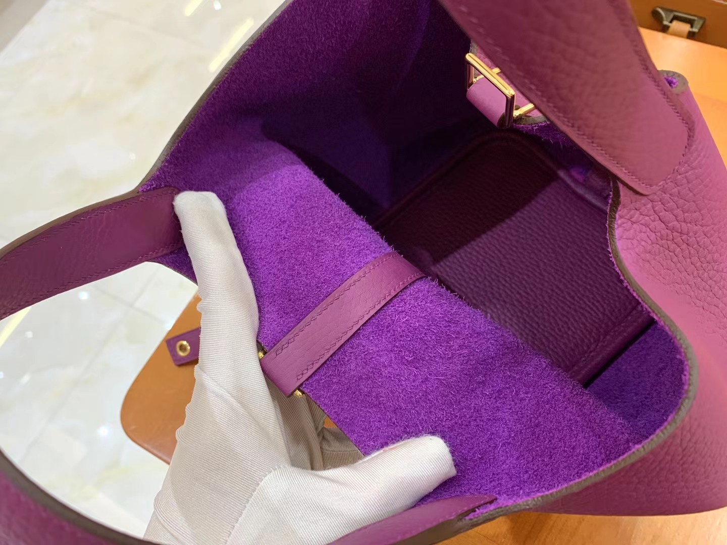 Hermès（爱马仕）Picotin 菜篮子 海葵紫 进口TC大牛皮 金扣 18cm 原版蜜蜡线 顶级手缝