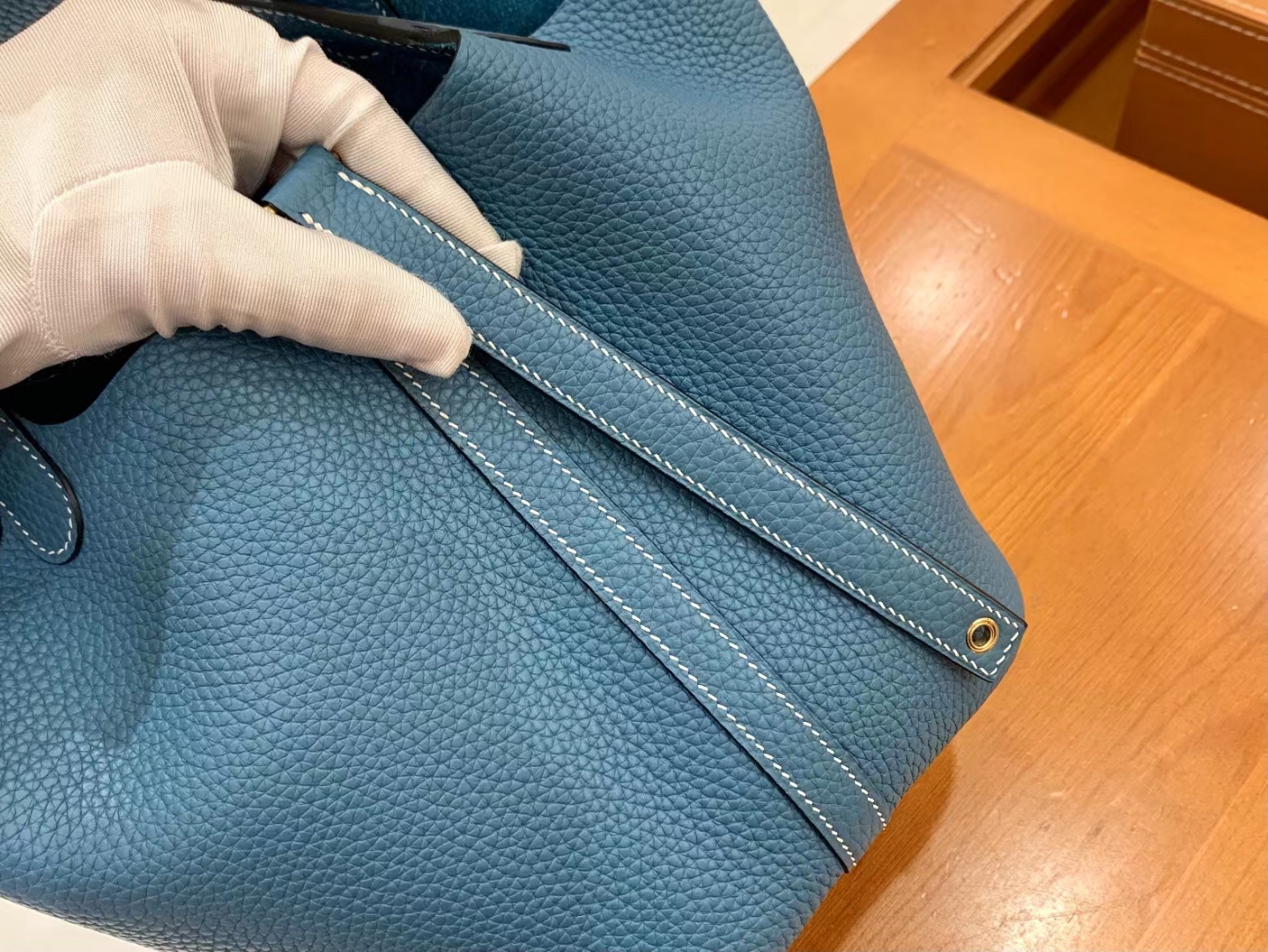 Hermès（爱马仕）Picotin 菜篮子 牛仔蓝 进口TC大牛皮 金扣 18cm 原版蜜蜡线 顶级手缝