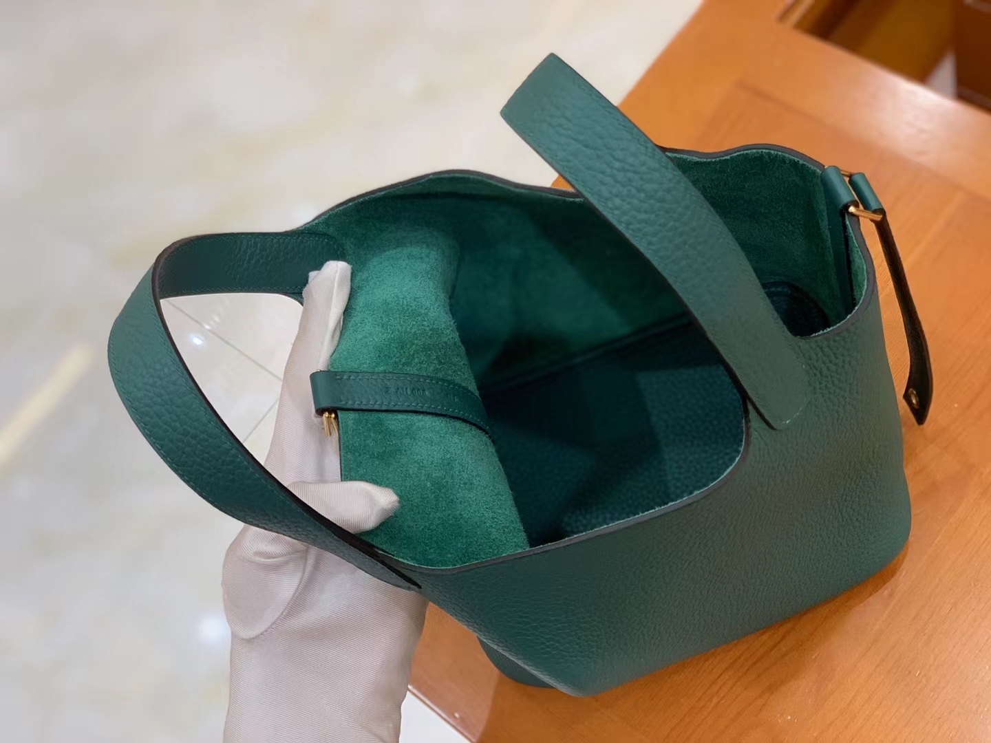 Hermès（爱马仕）Picotin 菜篮子 孔雀绿 进口TC大牛皮 金扣 18cm 原版蜜蜡线 顶级手缝