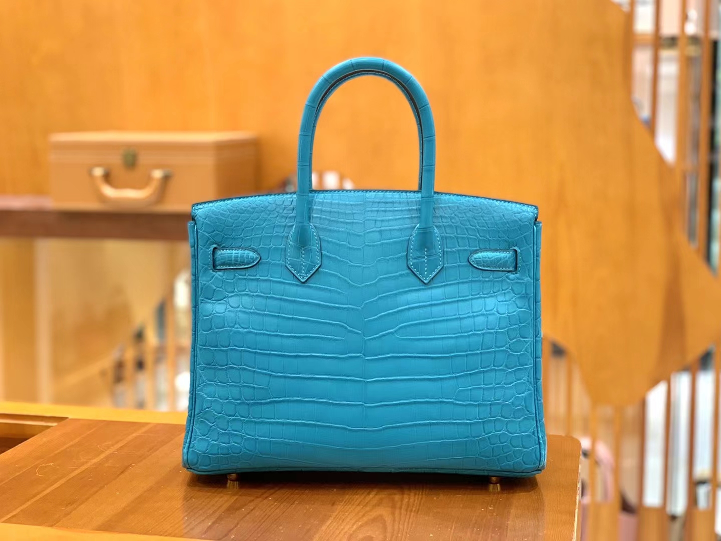 Hermès（爱马仕）Birkin 铂金包 孔雀蓝 进口一级皮 尼罗鳄 金扣 30cm 原版蜜蜡线 顶级手缝