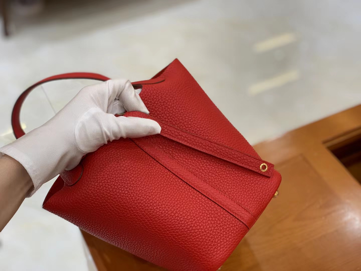 Hermès（爱马仕）Picotin 菜篮子 大红 进口TC大牛皮 金扣 18cm 原版蜜蜡线 顶级手缝