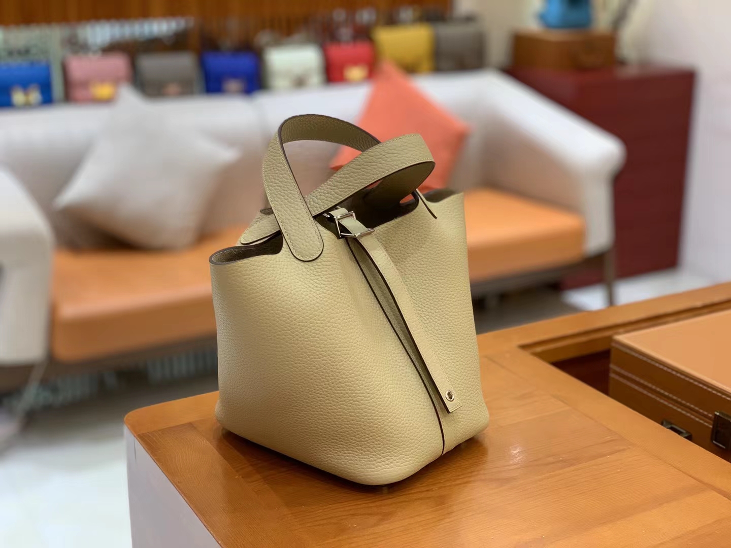 Hermès（爱马仕）Picotin 菜篮子 风衣灰 进口TC大牛皮 银扣 18cm 原版蜜蜡线 顶级手缝