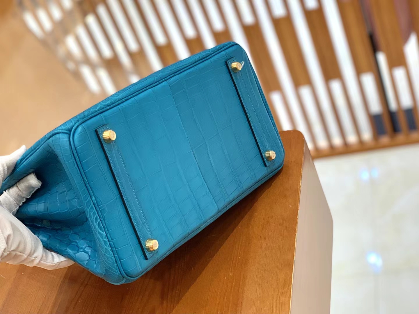 Hermès（爱马仕）Birkin 铂金包 孔雀蓝 进口一级皮 尼罗鳄 金扣 30cm 原版蜜蜡线 顶级手缝