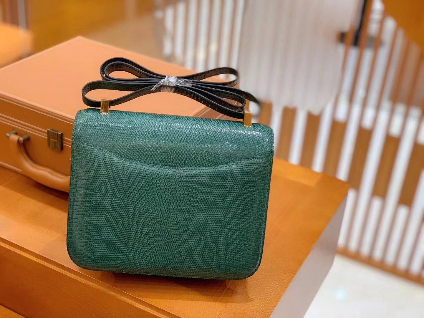Hermès（爱马仕）Constance 康康 南非野生蜥蜴皮 孔雀绿 金扣 24cm 原版蜜蜡线 顶级手缝