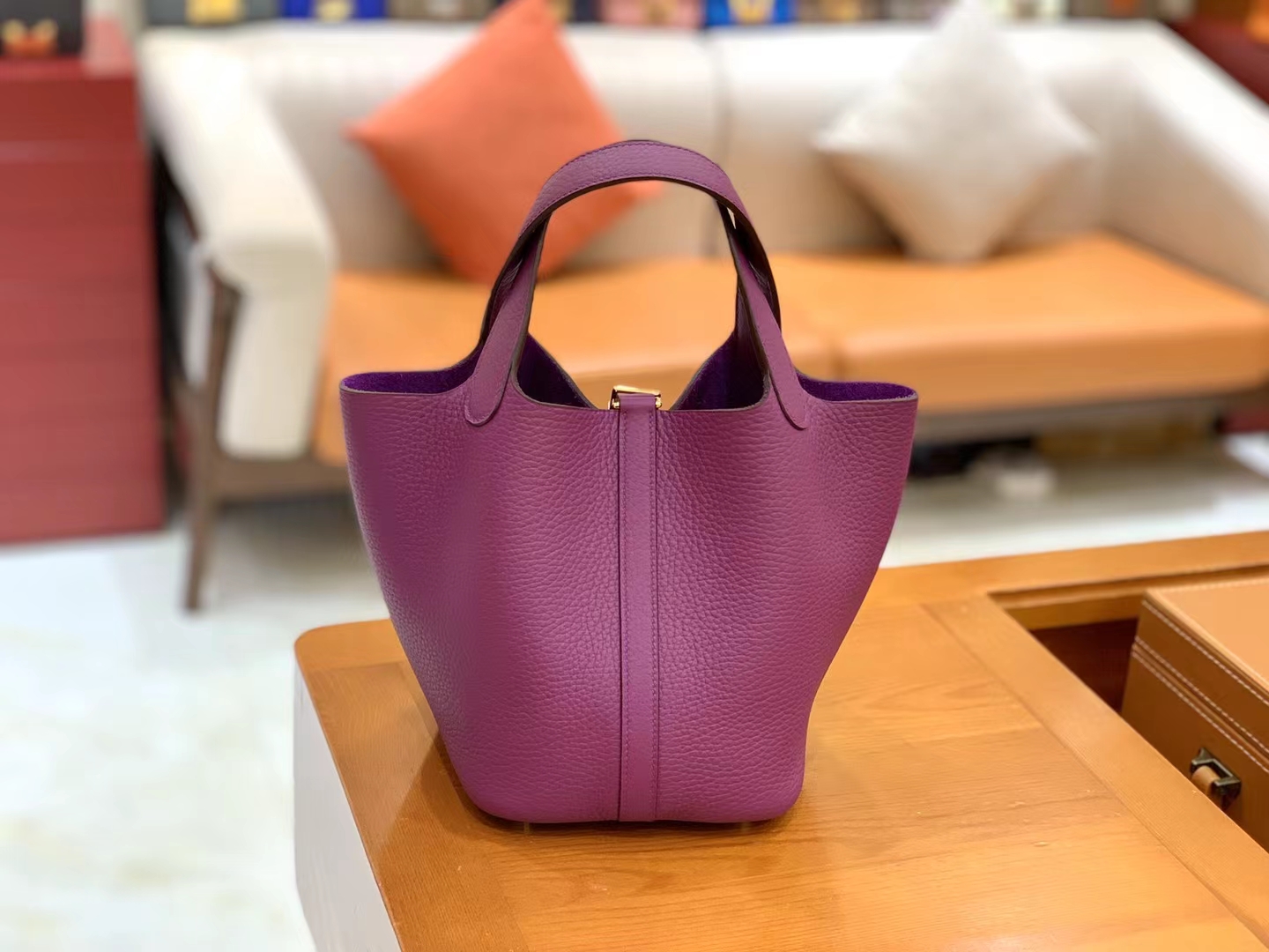 Hermès（爱马仕）Picotin 菜篮子 海葵紫 进口TC大牛皮 金扣 18cm 原版蜜蜡线 顶级手缝