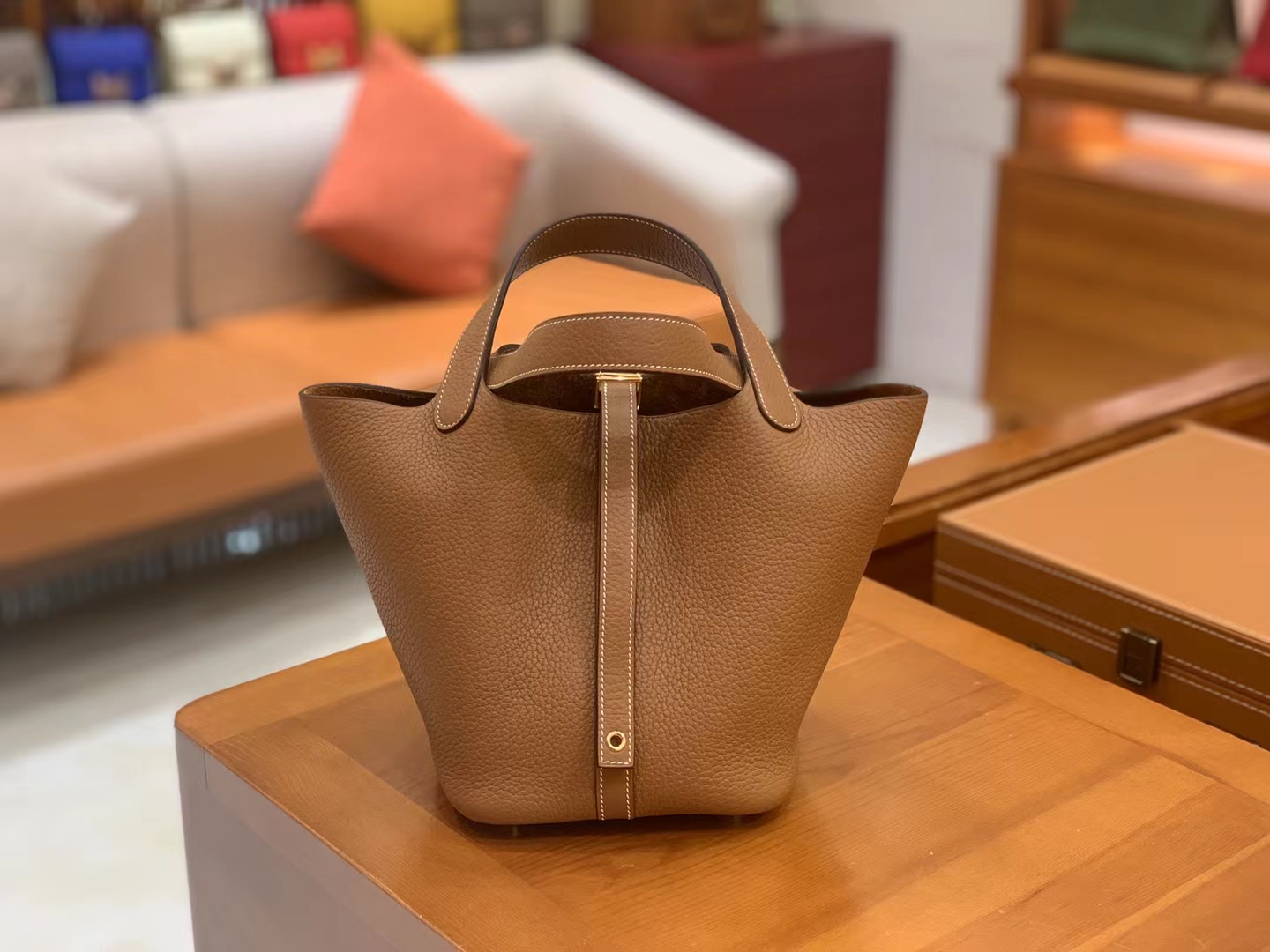 Hermès（爱马仕）Picotin 菜篮子 金棕 进口TC大牛皮 金扣 18cm 原版蜜蜡线 顶级手缝