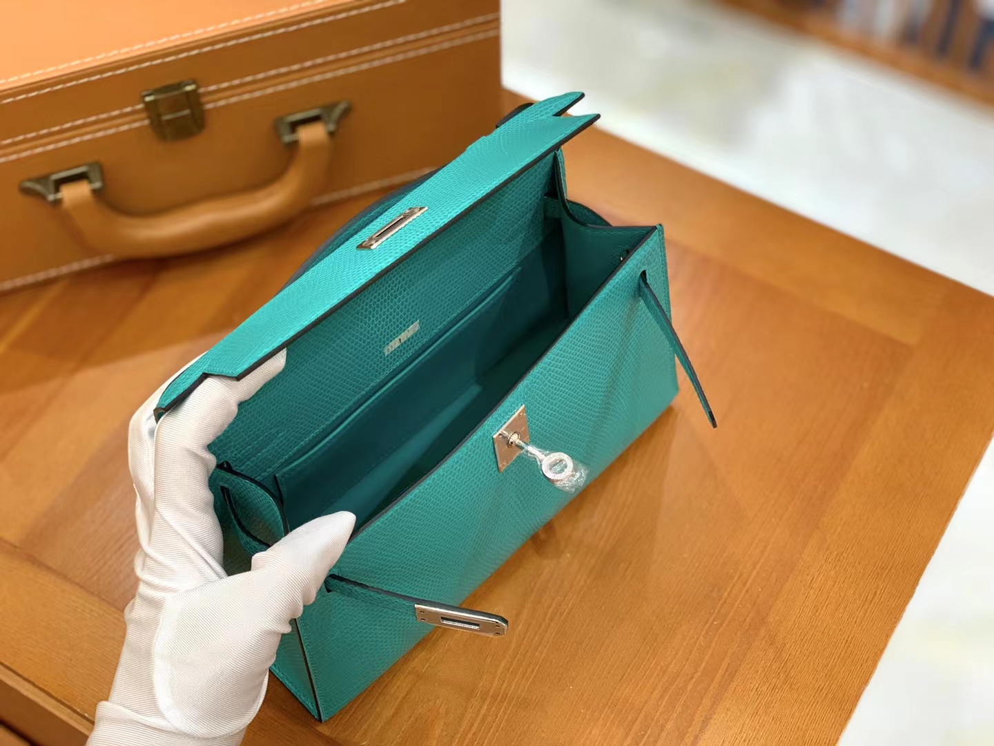 Hermès（爱马仕）Mini Kelly 迷你凯莉 维罗纳绿 野生蜥蜴皮 银扣 一代 原版蜜蜡线 顶级手缝