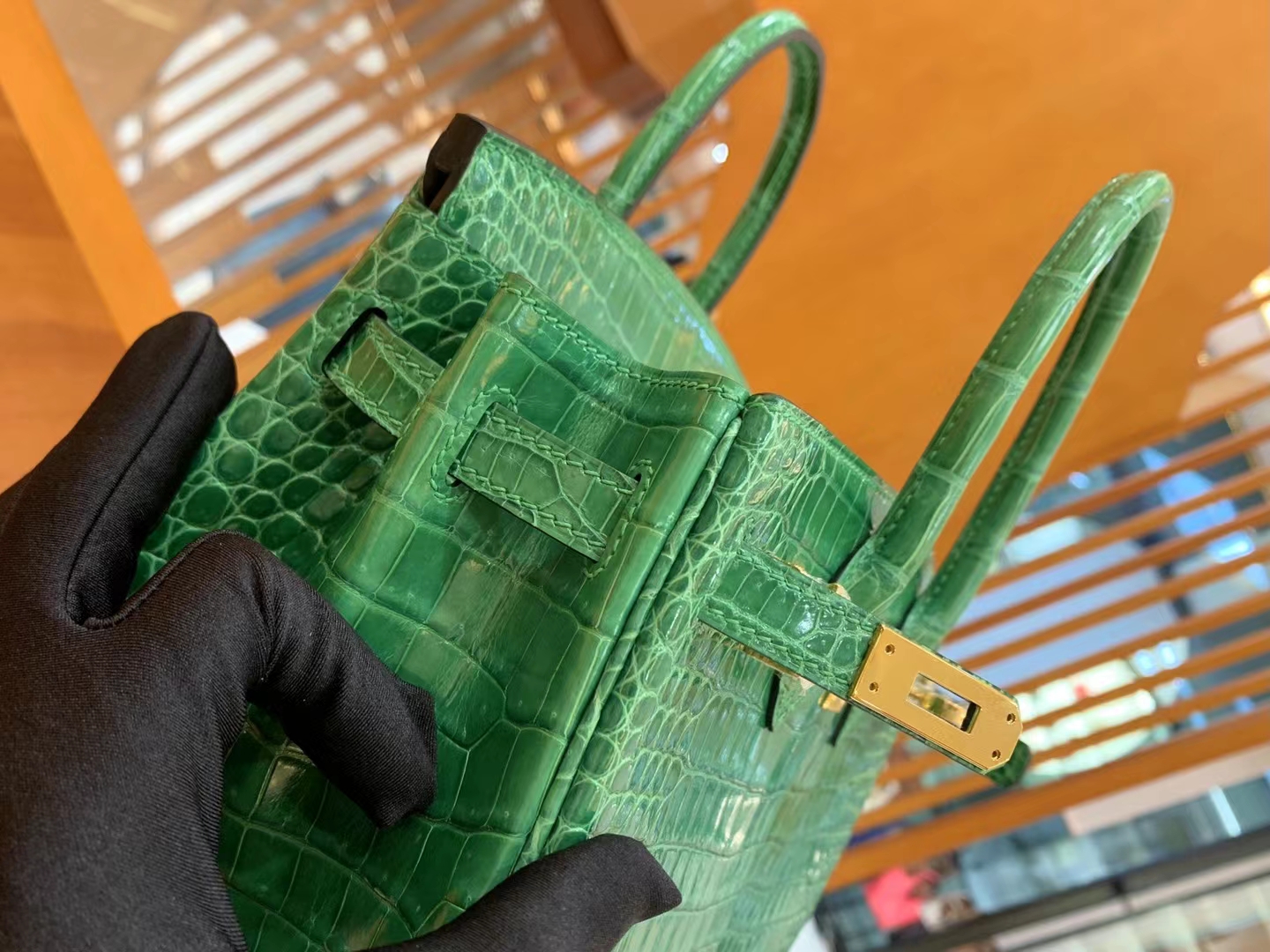 Hermès（爱马仕）Birkin 铂金包 仙人掌绿 进口一级皮 倒V级别 金扣 25cm 原版蜜蜡线 顶级手缝