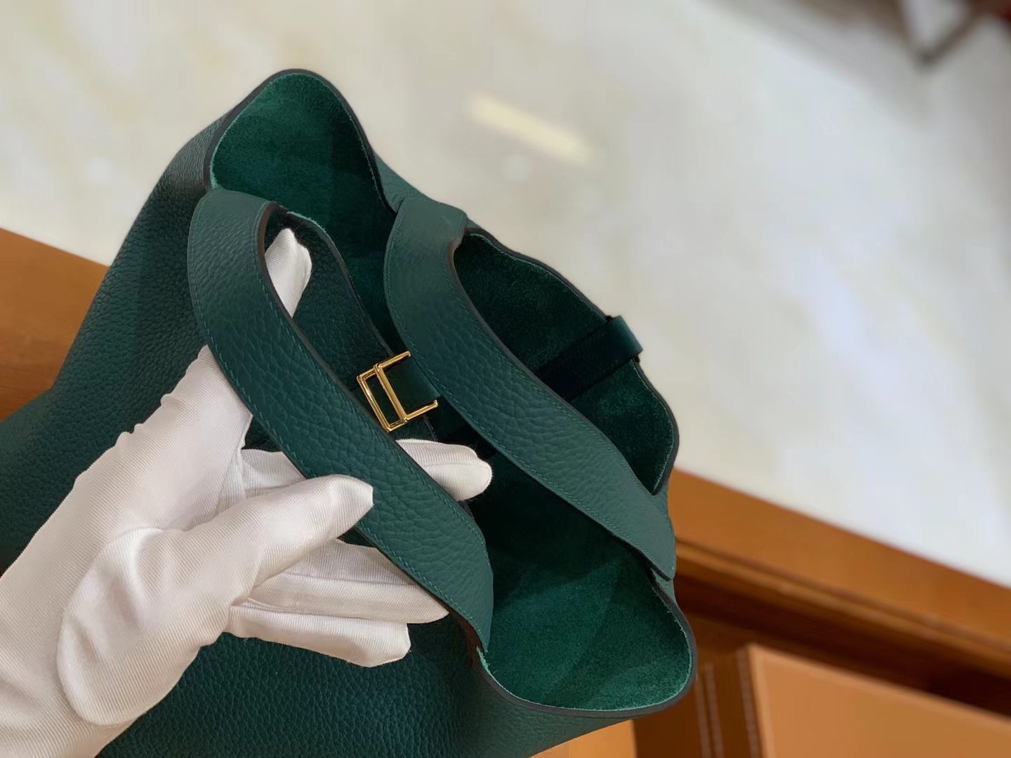 Hermès（爱马仕）Picotin 菜篮子 孔雀绿 进口TC大牛皮 金扣 18cm 原版蜜蜡线 顶级手缝