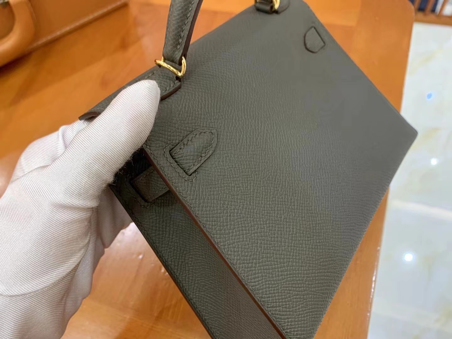 Hermès（爱马仕）新增现货 Mini kelly 迷你凯莉 Epsom 锡器灰 金扣 二代