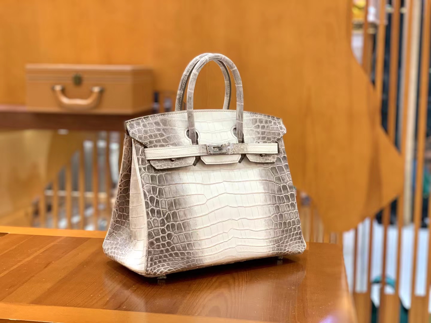 Hermès（爱马仕）Birkin 铂金包 喜马拉雅 进口尼罗鳄鱼皮 包中皇后 银扣 25cm 原版蜜蜡线 顶级手缝