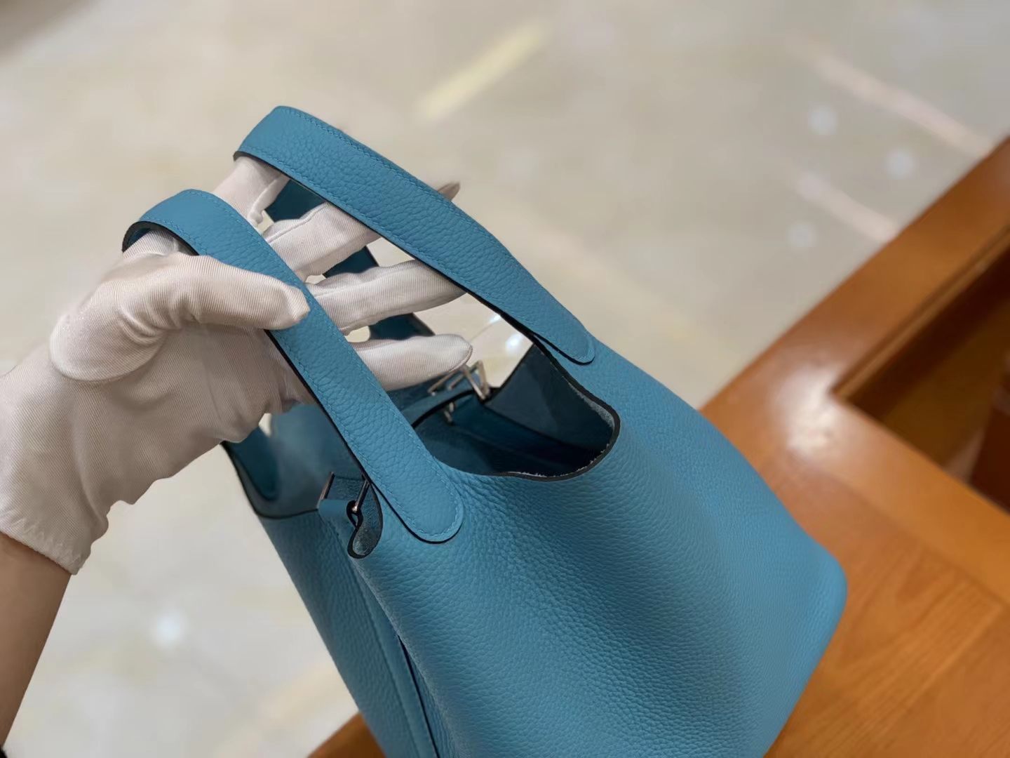 Hermès（爱马仕）Picotin 菜篮子 北方蓝 进口TC大牛皮 银扣 18cm 原版蜜蜡线 顶级手缝
