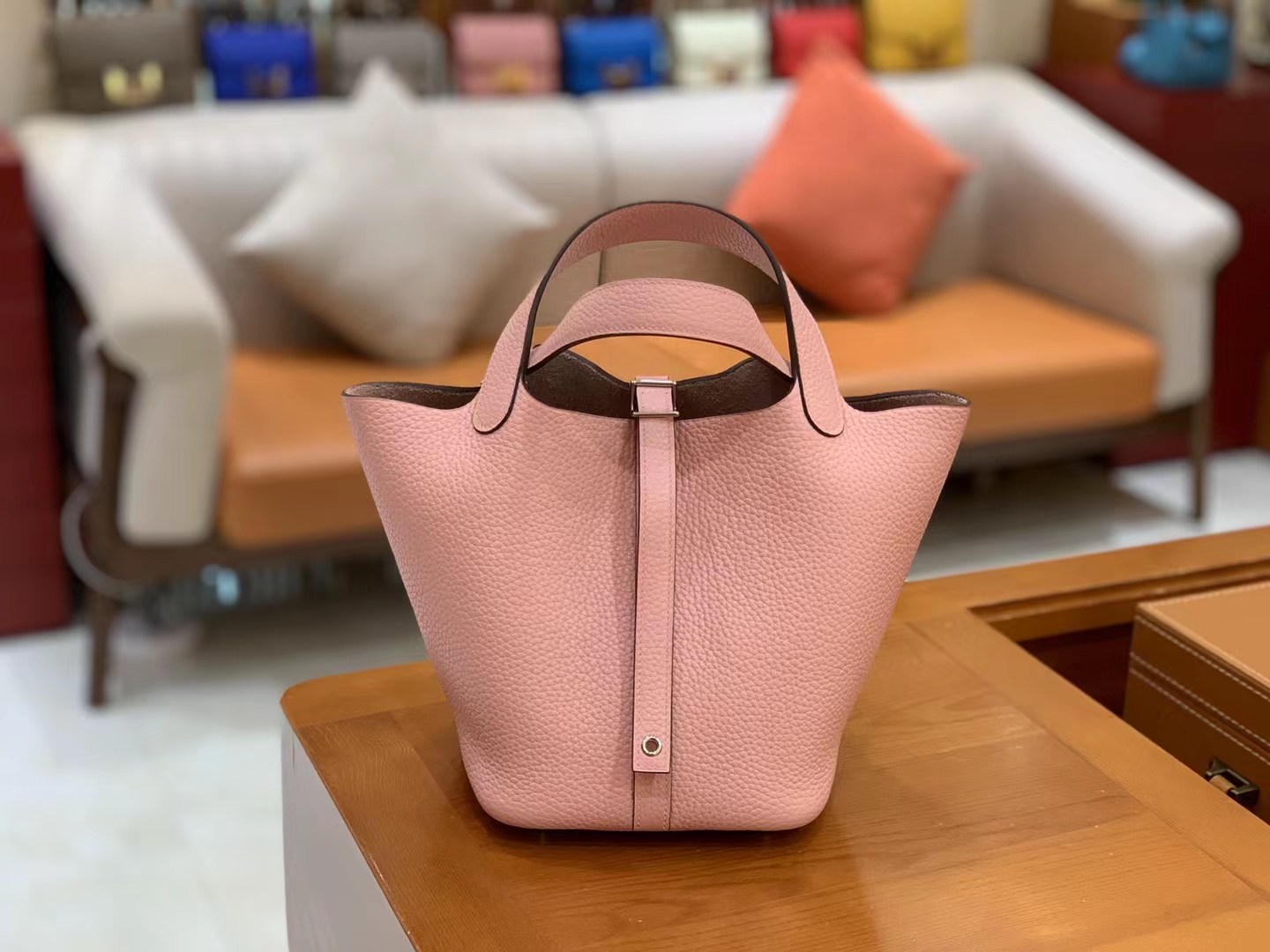 Hermès（爱马仕）Picotin 菜篮子 Q粉 进口TC大牛皮 银扣 18cm 原版蜜蜡线 顶级手缝