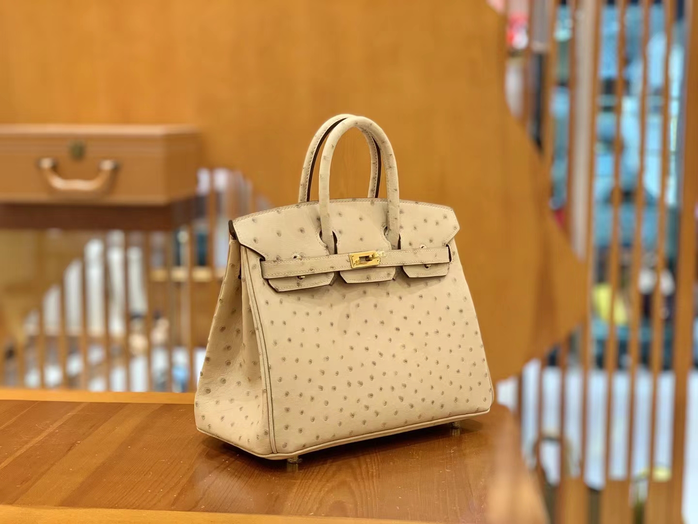 Hermès（爱马仕）新增现货 Birkin 铂金包 羊毛白 鸵鸟皮 金扣 25cm