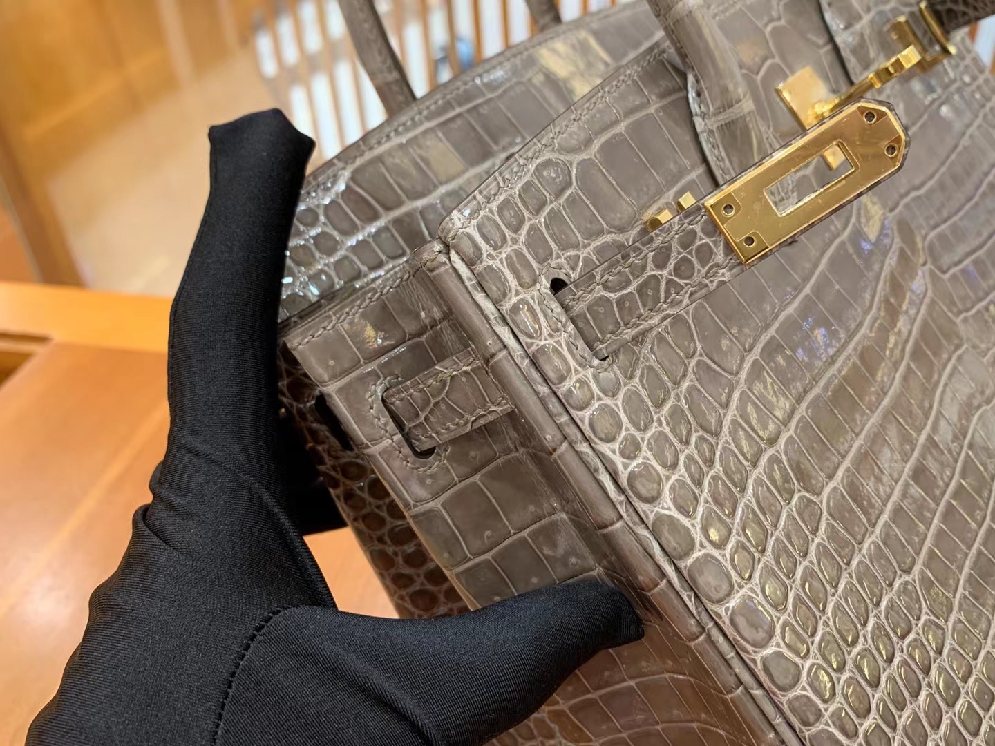 Hermès（爱马仕）Birkin 铂金包 大象灰 进口一级皮 倒V级别 金扣 25cm 原版蜜蜡线 顶级手缝