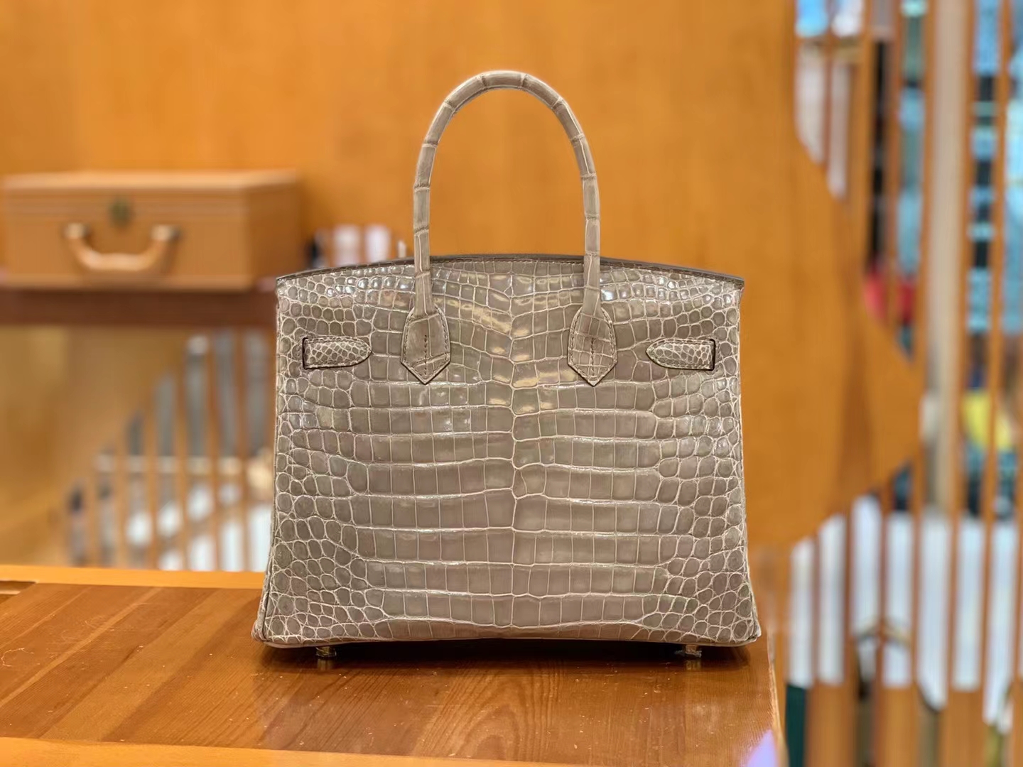Hermès（爱马仕）Birkin 铂金包 大象灰 进口一级皮 尼罗鳄 金扣 30cm 原版蜜蜡线 顶级手缝