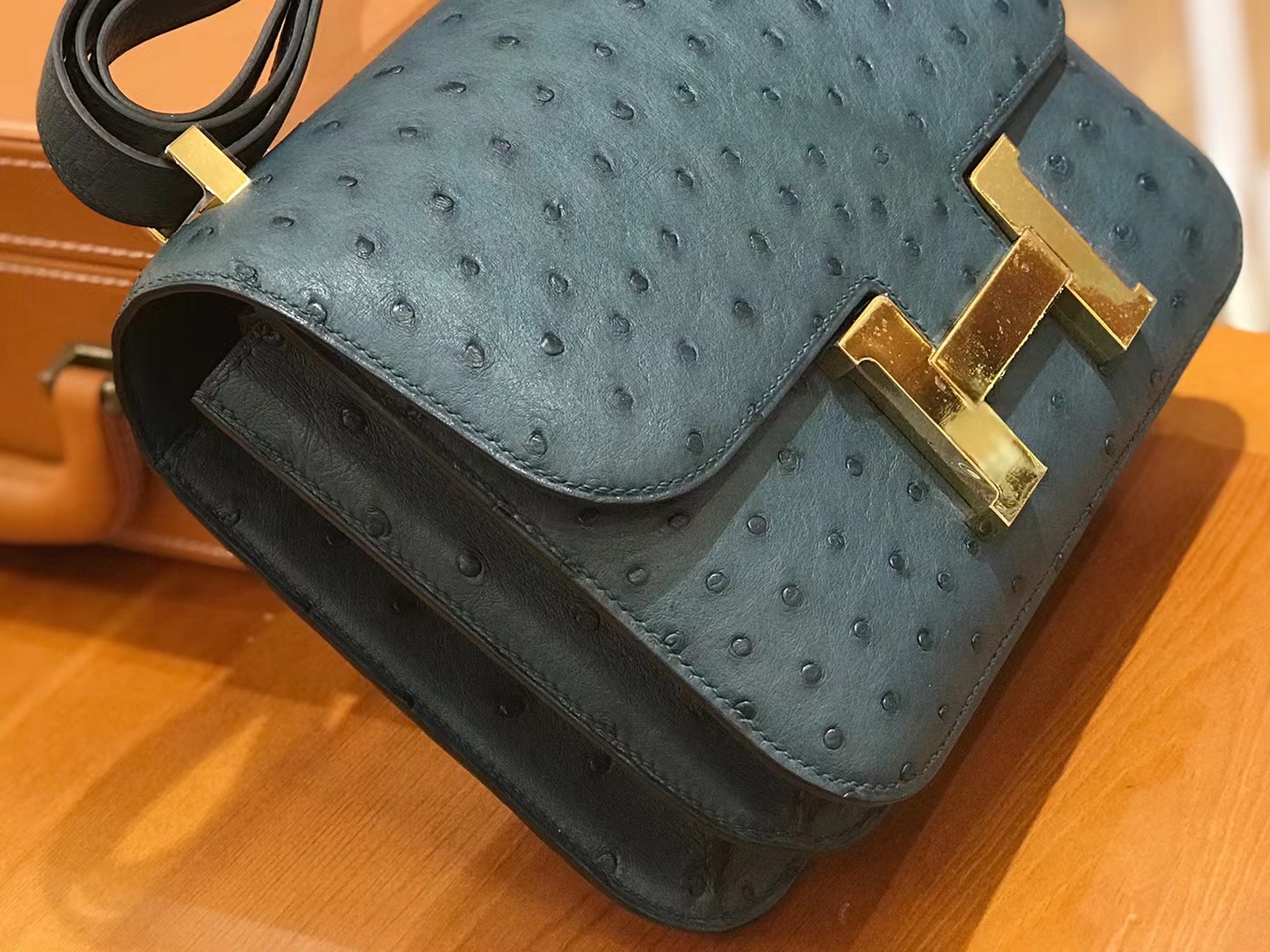 Hermès（爱马仕）Constance 康康 W0 海峡绿 南非KK鸵鸟皮 金扣 24cm 原版蜜蜡线 顶级手缝