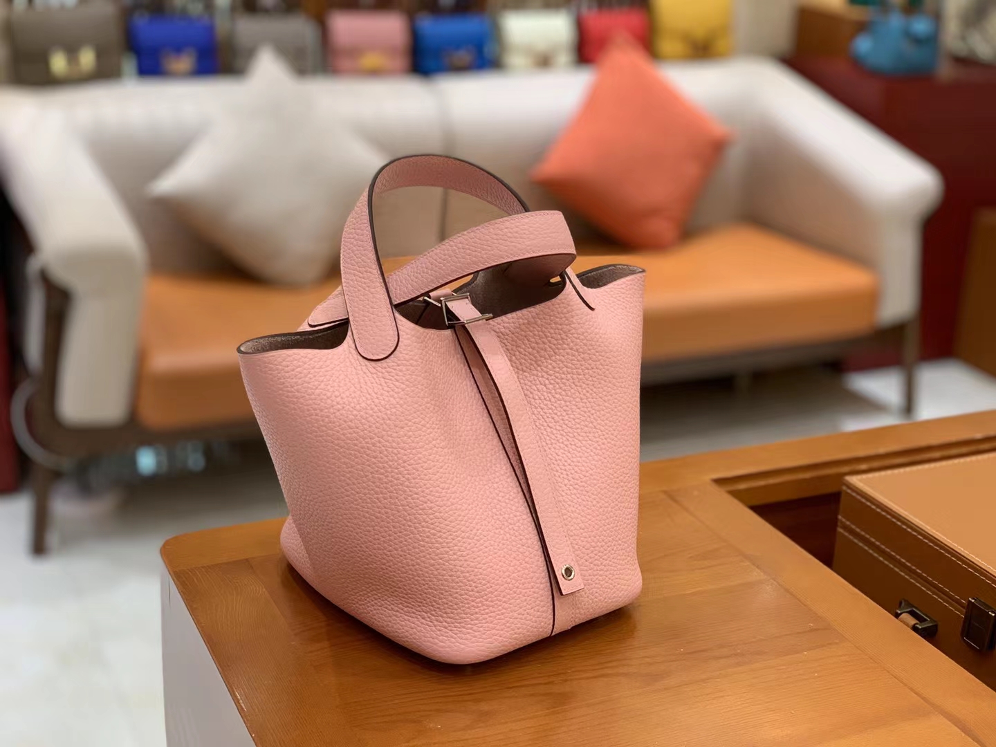 Hermès（爱马仕）Picotin 菜篮子 Q粉 进口TC大牛皮 银扣 18cm 原版蜜蜡线 顶级手缝