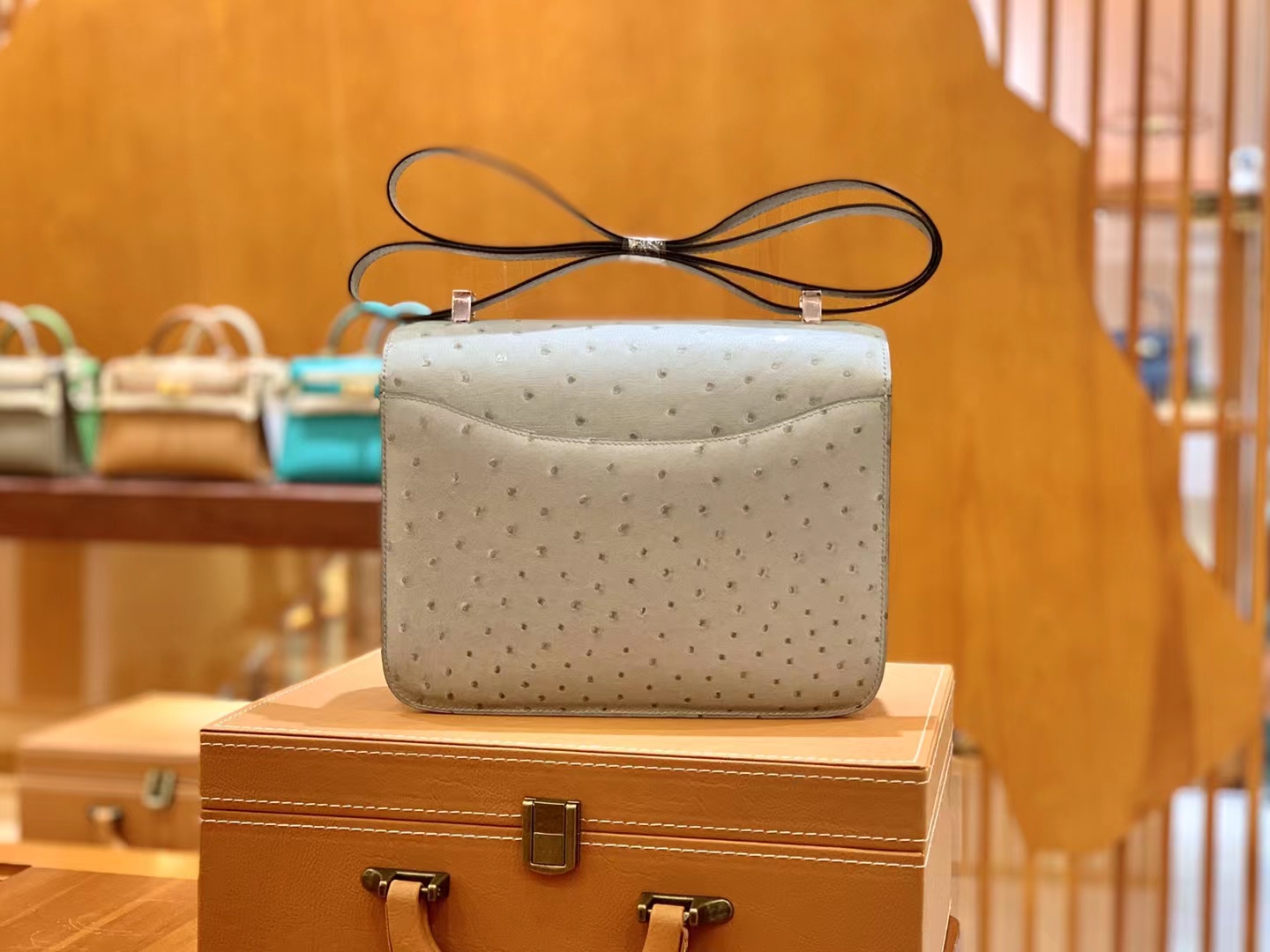 Hermès（爱马仕）Constance 康康 冰川灰 南非KK鸵鸟皮 银扣 24cm 原版蜜蜡线 顶级手缝