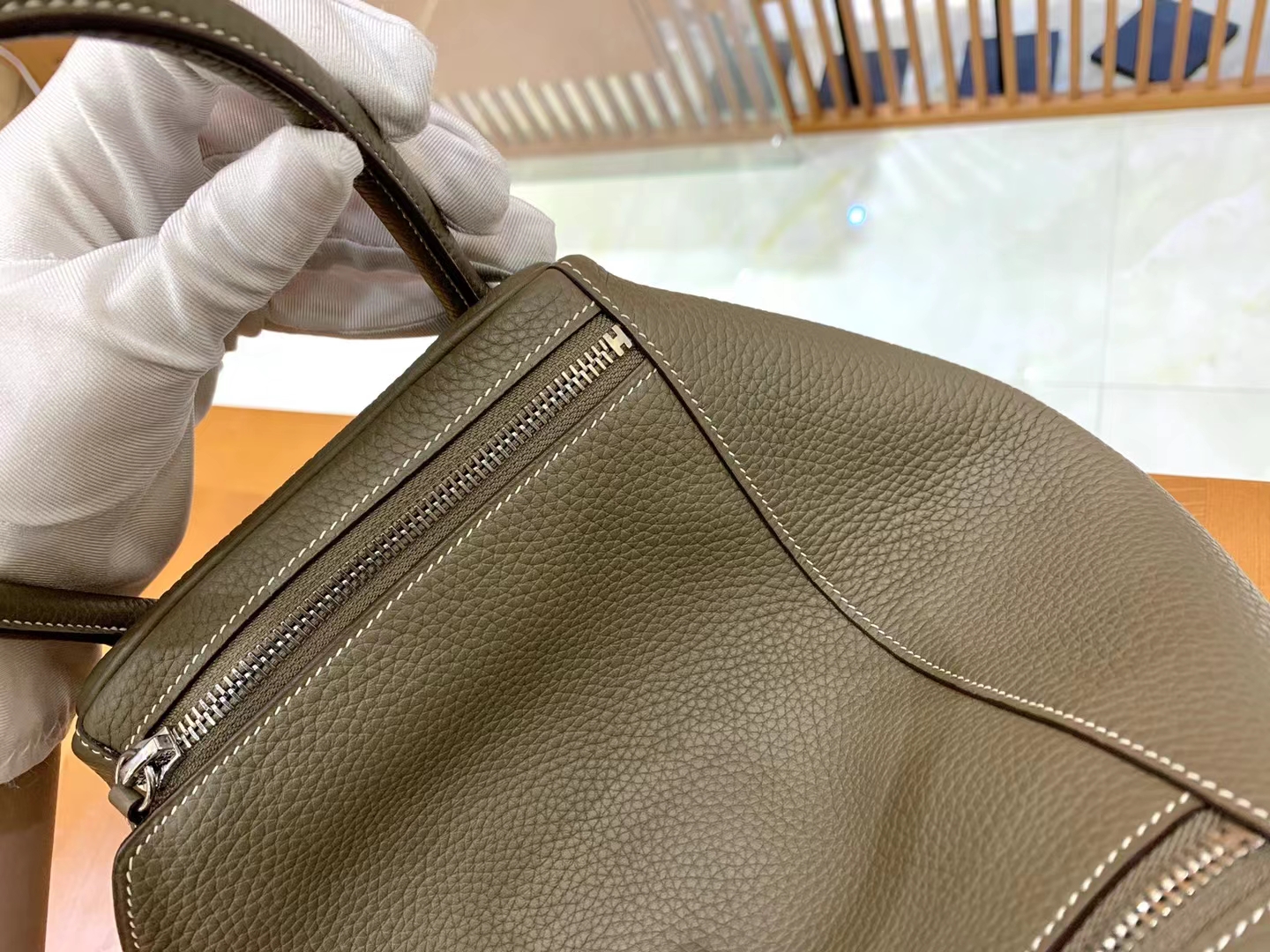 Hermès（爱马仕）Lindy 琳迪包 大象灰 进口TC大牛皮 银扣 30cm 原版蜜蜡线 顶级手缝