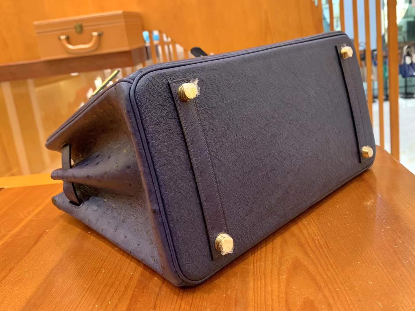 Hermès（爱马仕）Birkin 铂金包 南非KK鸵鸟皮 马耳他蓝 金扣 30cm 原版蜜蜡线 顶级手缝