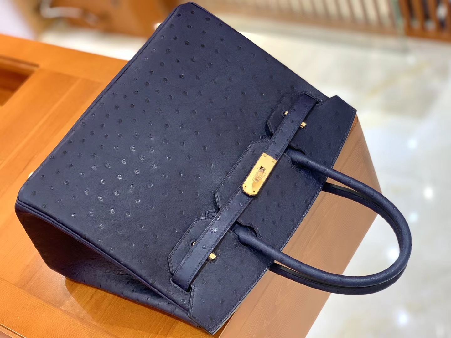Hermès（爱马仕）Birkin 铂金包 南非KK鸵鸟皮 马耳他蓝 金扣 30cm 原版蜜蜡线 顶级手缝