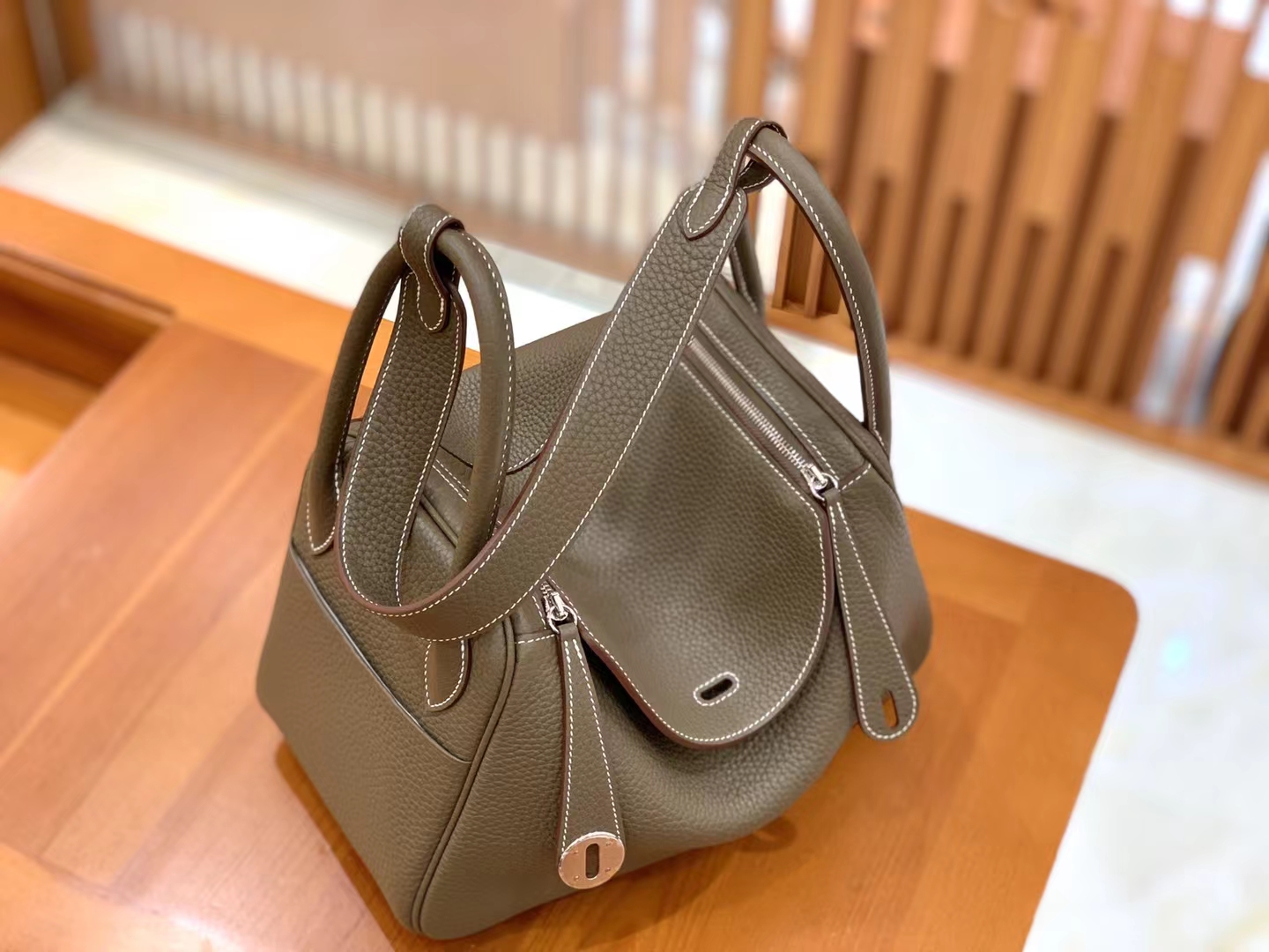 Hermès（爱马仕）Lindy 琳迪包 大象灰 进口TC大牛皮 银扣 26cm 原版蜜蜡线 顶级手缝
