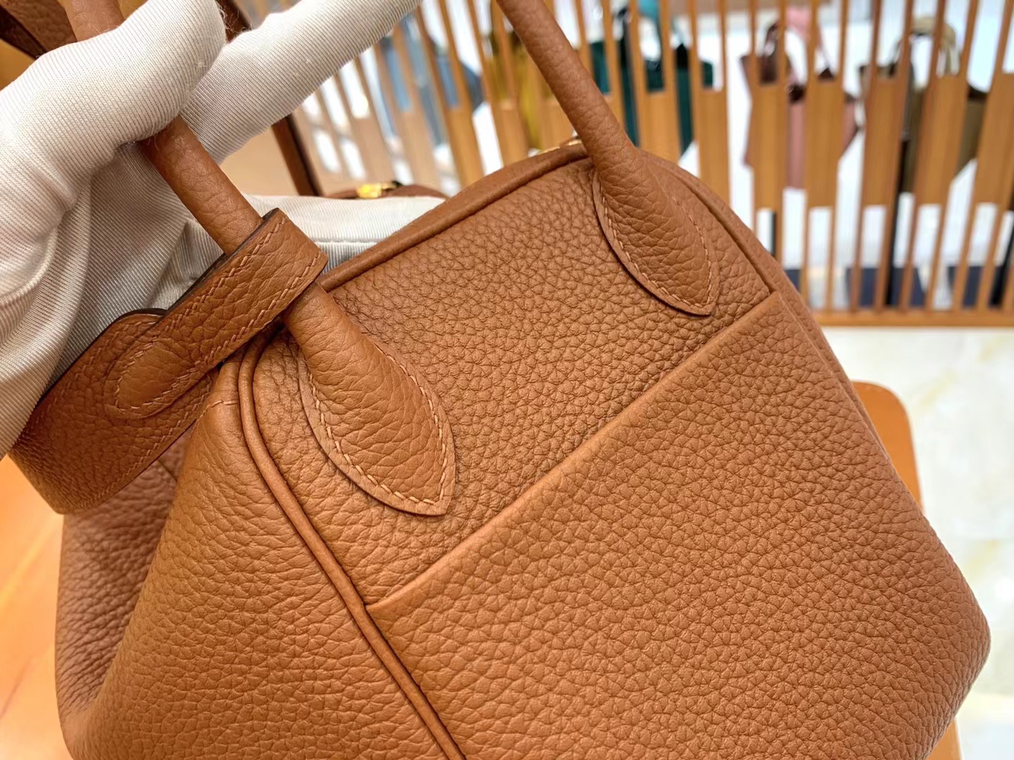 Hermès（爱马仕）Lindy 琳迪包 焦糖色 进口TC大牛皮 金扣 26cm 原版蜜蜡线 顶级手缝