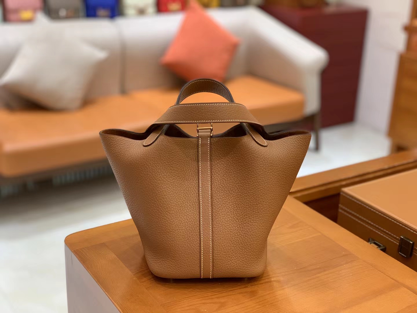 Hermès（爱马仕）Picotin 菜篮子 金棕 进口TC大牛皮 金扣 18cm 原版蜜蜡线 顶级手缝