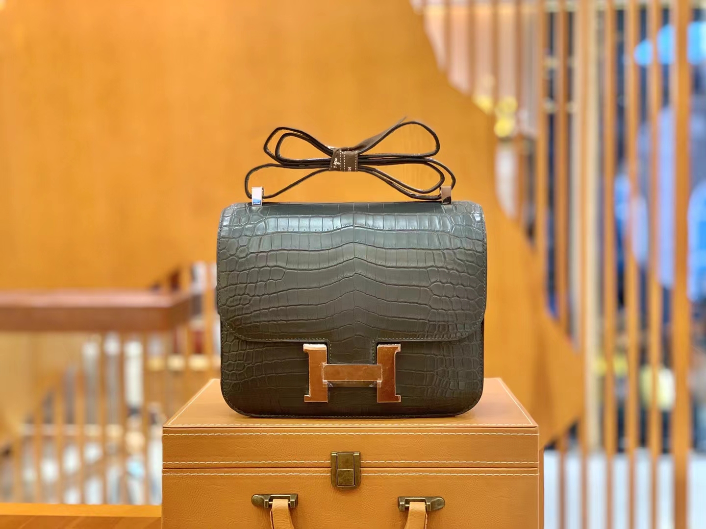 Hermès（爱马仕）Constance 康斯坦斯 进口尼罗鳄鱼皮 锡器灰 银扣 24cm 原版蜜蜡线 顶级手缝