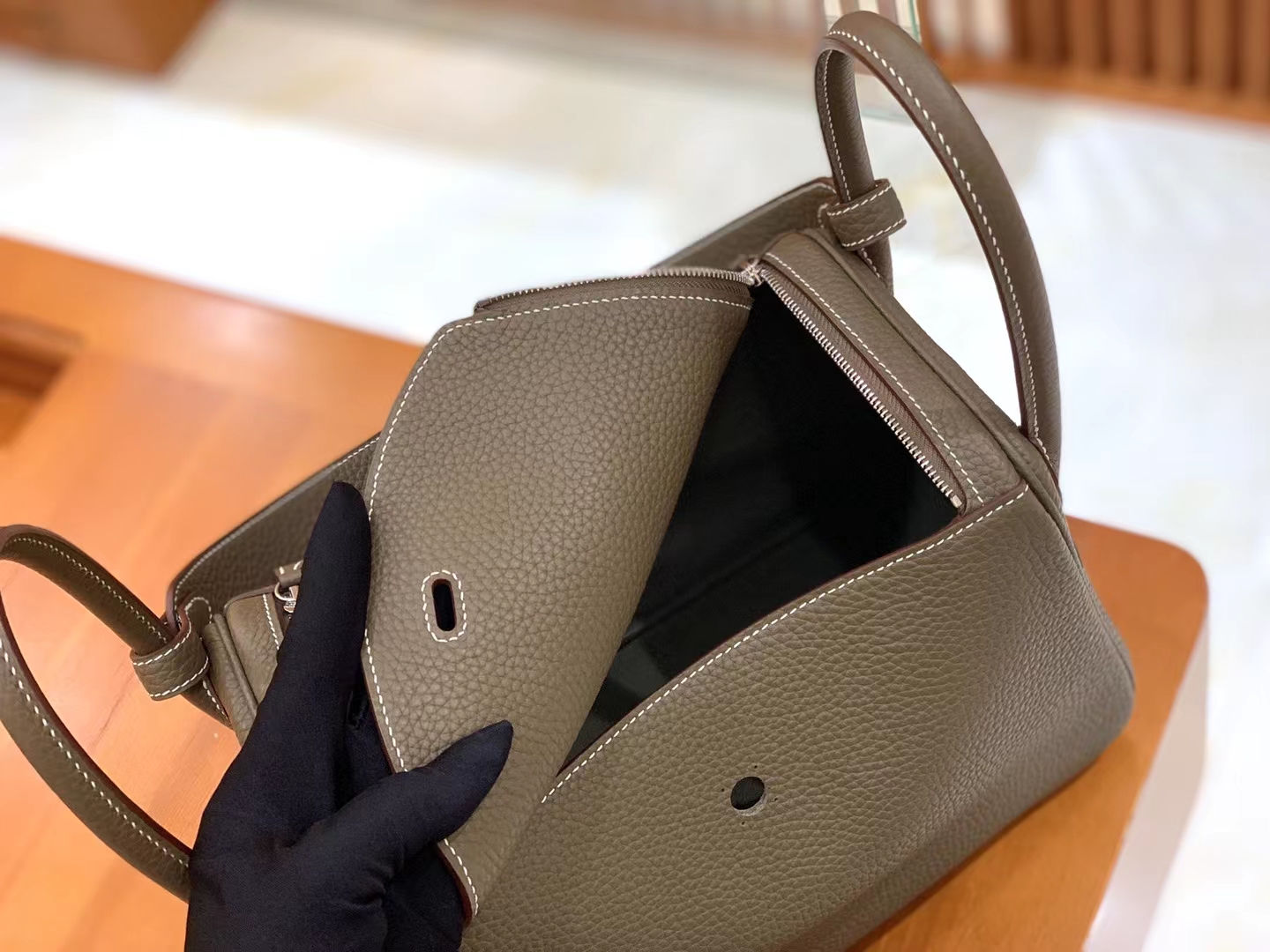 Hermès（爱马仕）Lindy 琳迪包 大象灰 进口TC大牛皮 银扣 26cm 原版蜜蜡线 顶级手缝