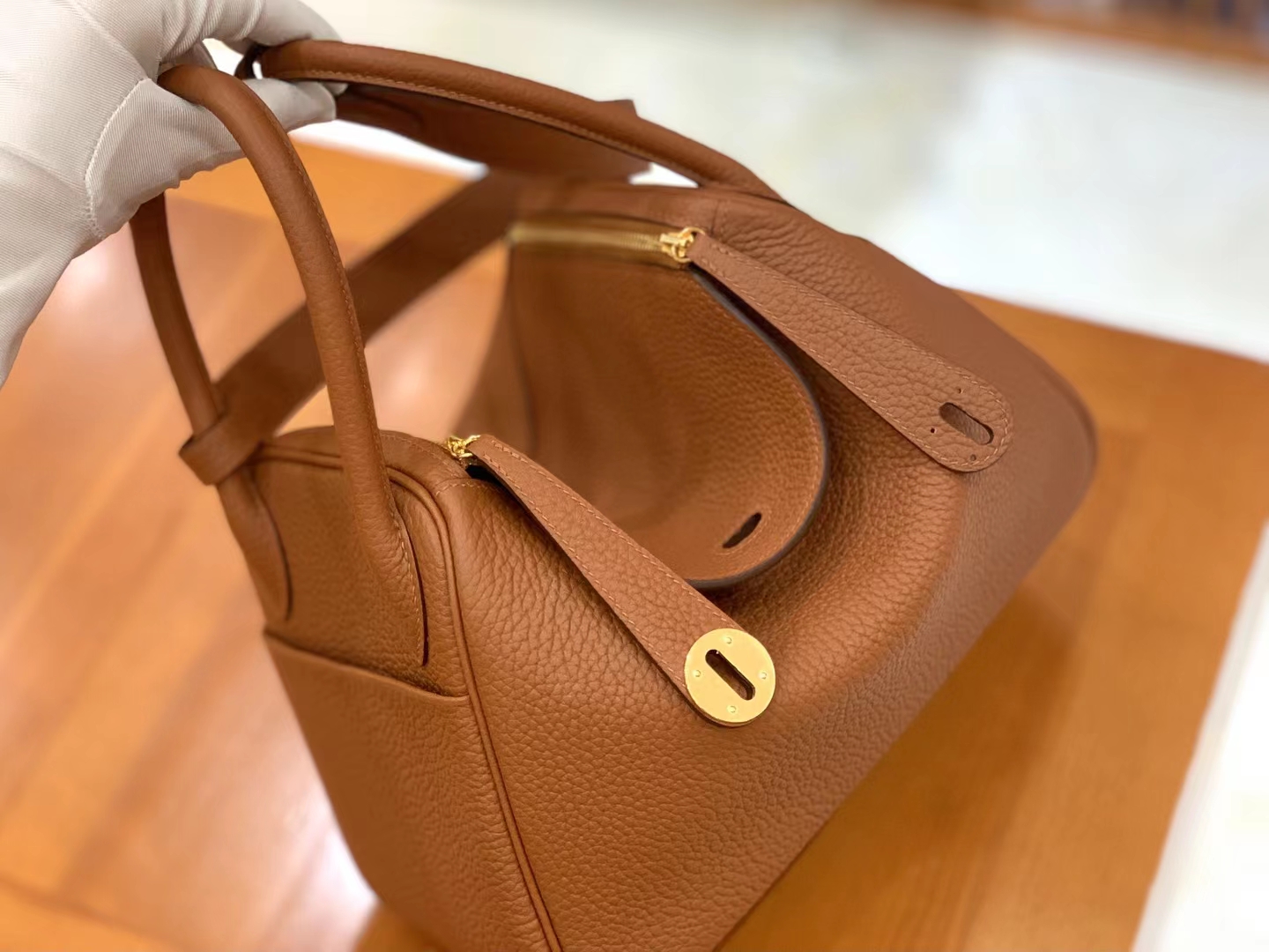 Hermès（爱马仕）Lindy 琳迪包 焦糖色 进口TC大牛皮 金扣 26cm 原版蜜蜡线 顶级手缝