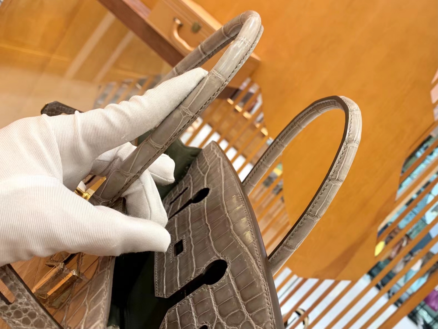 Hermès（爱马仕）Birkin 铂金包 大象灰 进口一级皮 尼罗鳄 金扣 30cm 原版蜜蜡线 顶级手缝