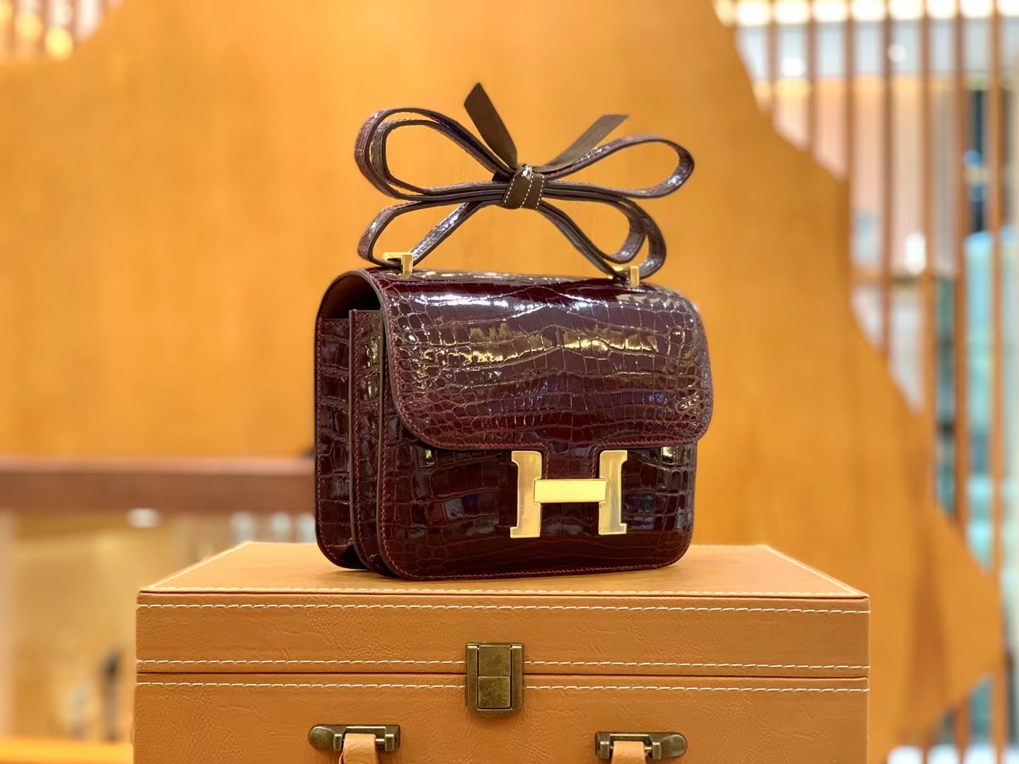 Hermès（爱马仕）Constance 康斯坦斯 酒红 进口尼罗鳄鱼皮 金扣 19cm 原版蜜蜡线 顶级手缝