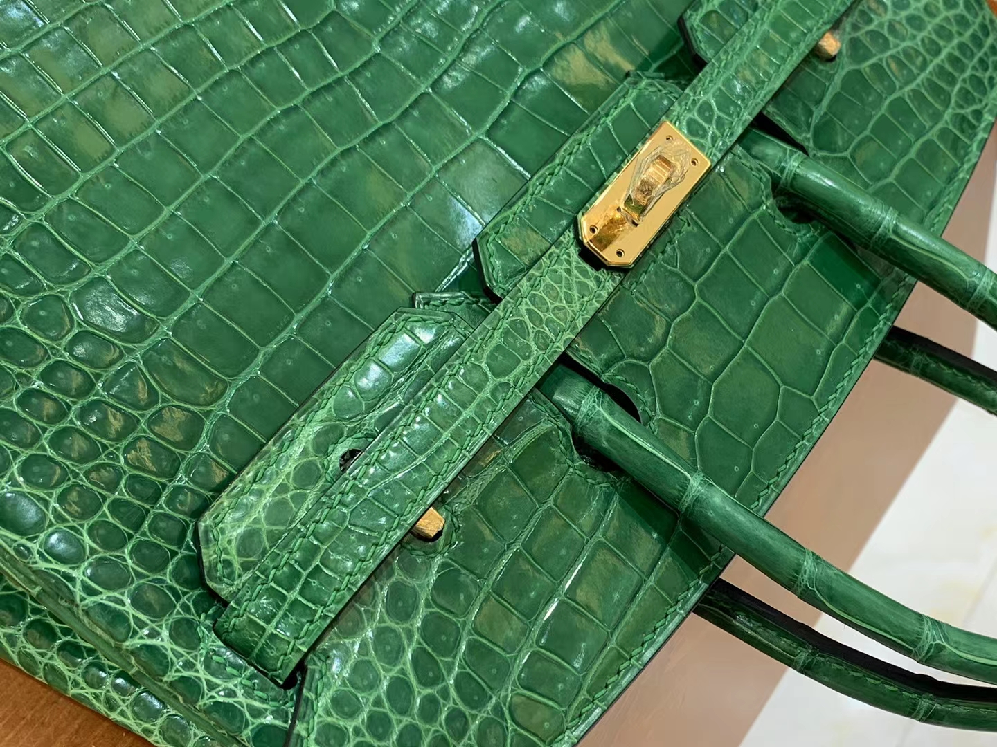 Hermès（爱马仕）Birkin 铂金包 仙人掌绿 进口一级皮 倒V级别 金扣 25cm 原版蜜蜡线 顶级手缝