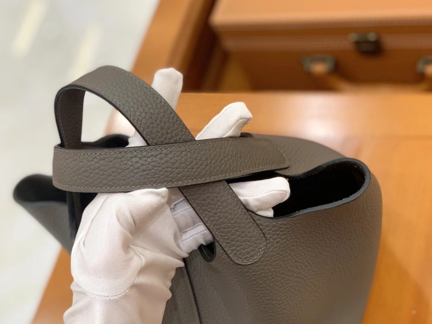 Hermès（爱马仕）Picotin 菜篮子 锡器灰 进口TC大牛皮 银扣 18cm 原版蜜蜡线 顶级手缝