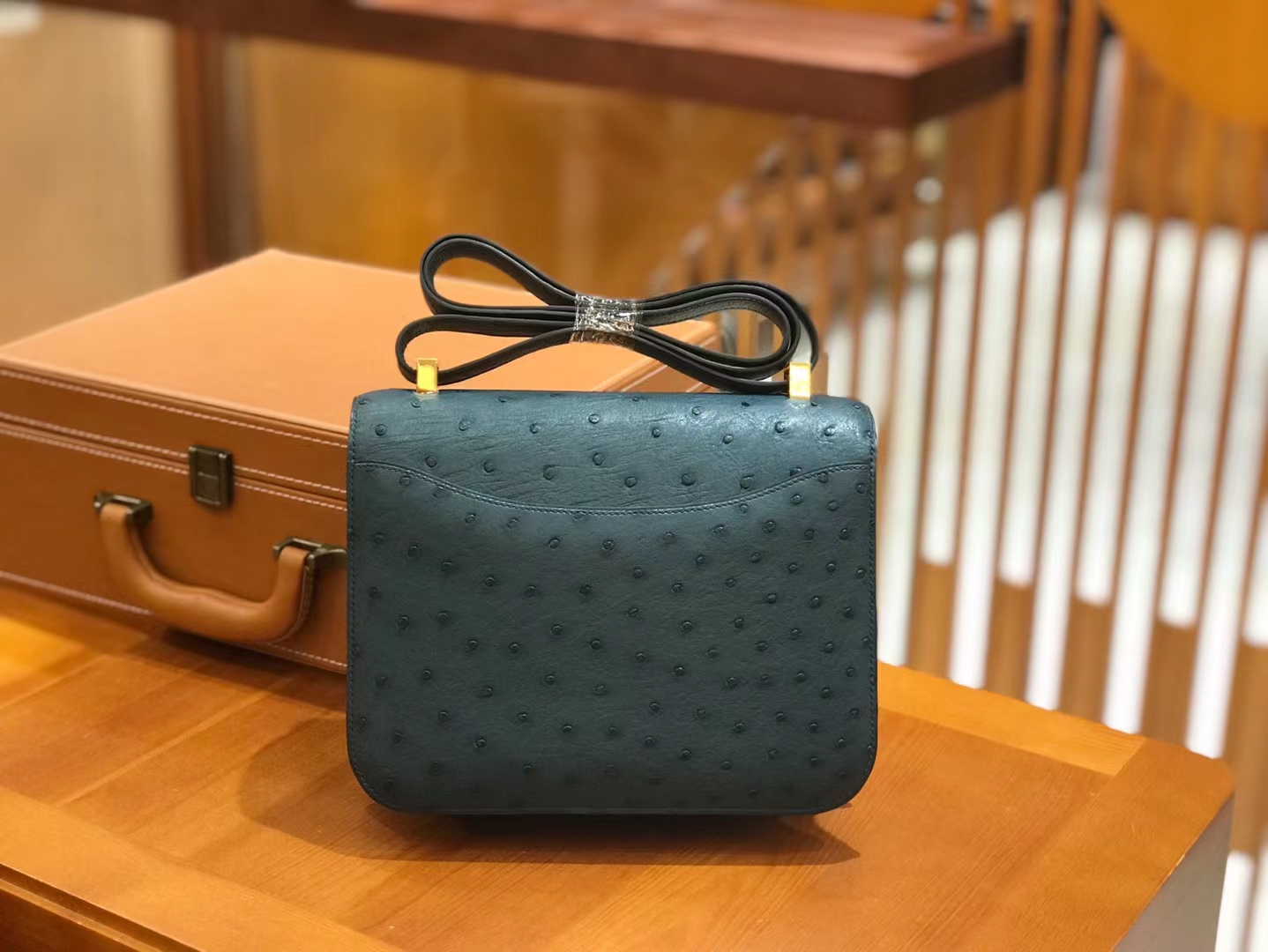 Hermès（爱马仕）Constance 康康 W0 海峡绿 南非KK鸵鸟皮 金扣 24cm 原版蜜蜡线 顶级手缝