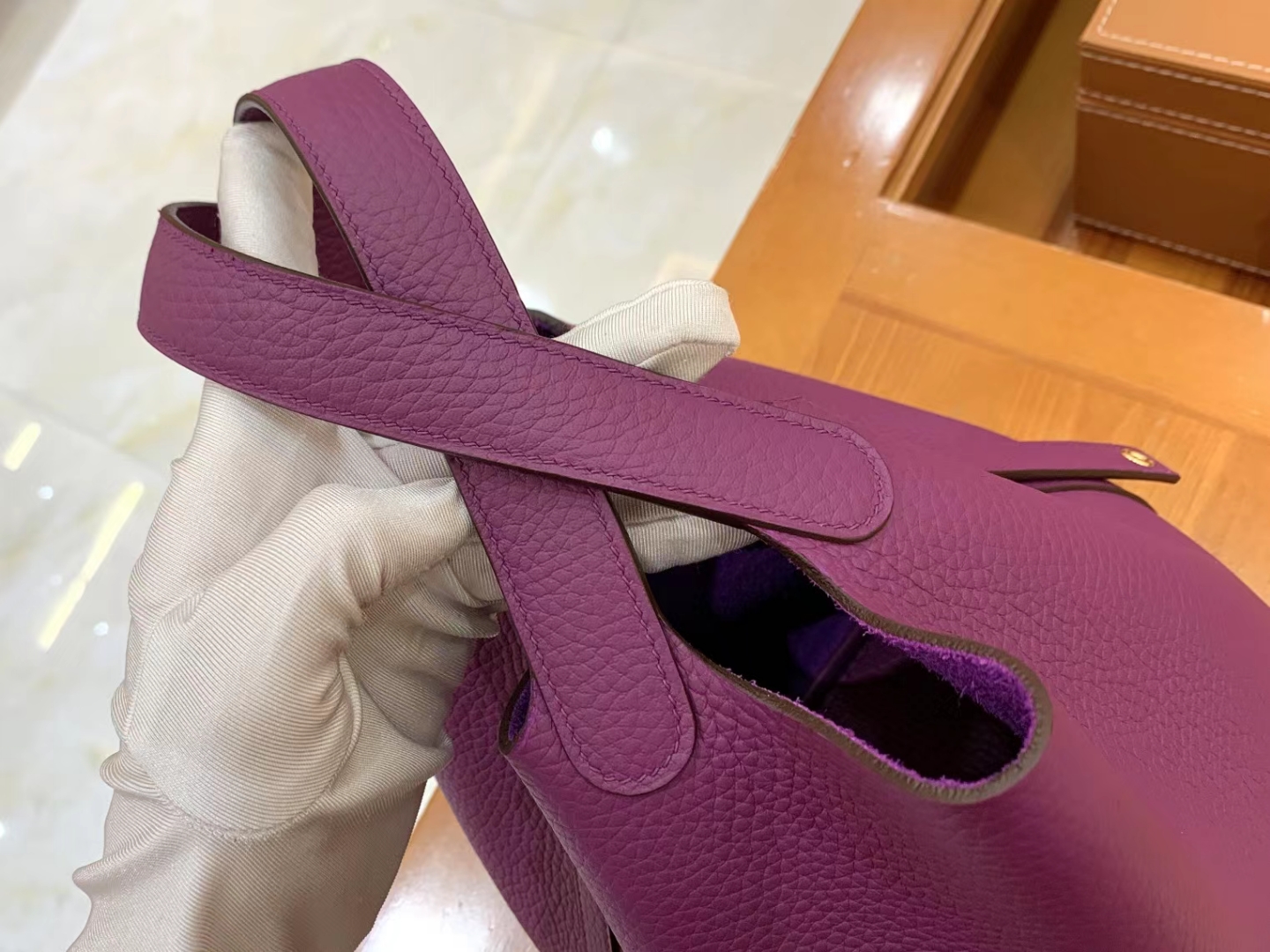 Hermès（爱马仕）Picotin 菜篮子 海葵紫 进口TC大牛皮 金扣 18cm 原版蜜蜡线 顶级手缝